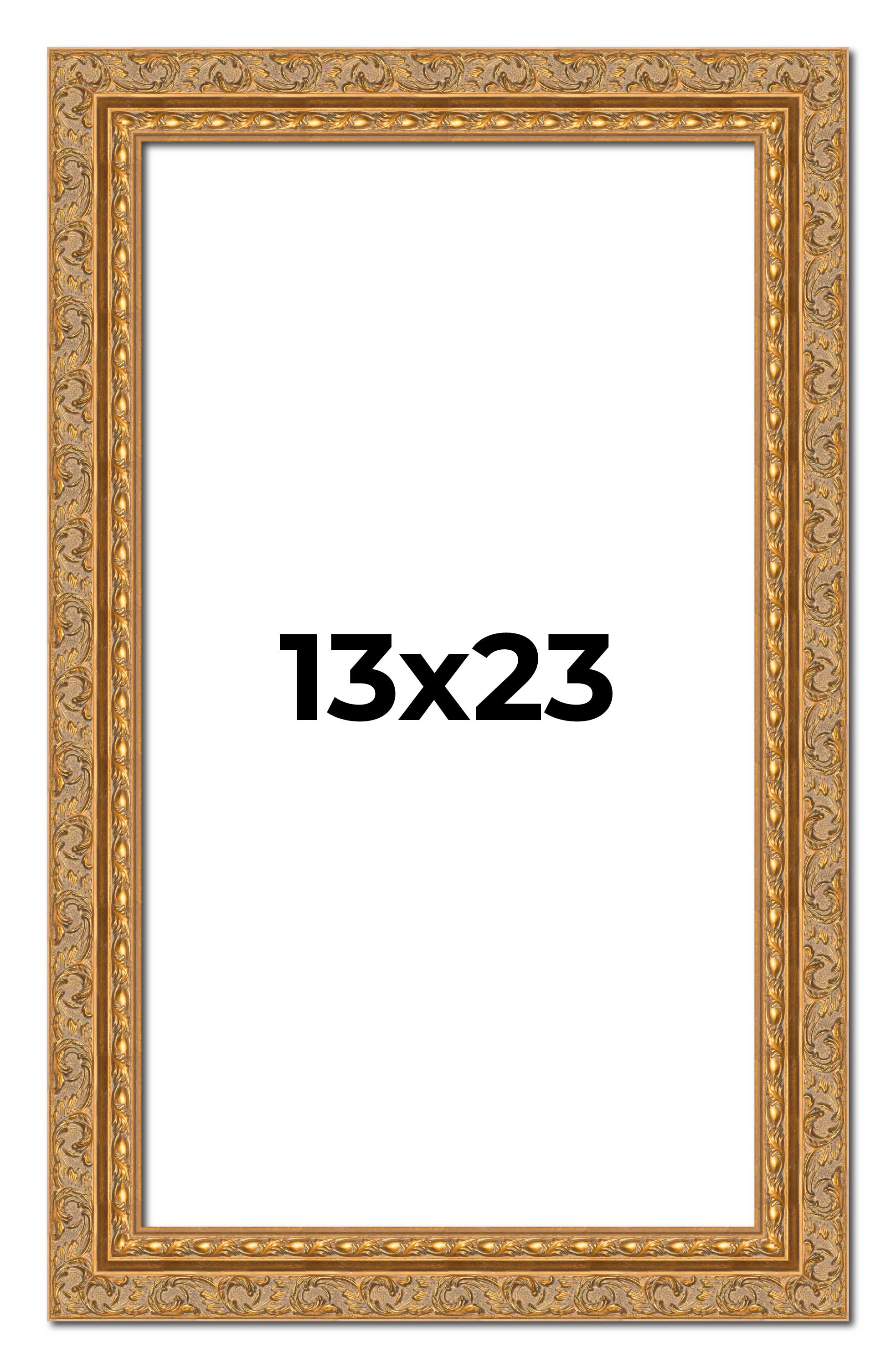 13x23 Frame Gold Ornate Solid Wood Picture Frame | 2 Inch Moulding Width | Firma main product image