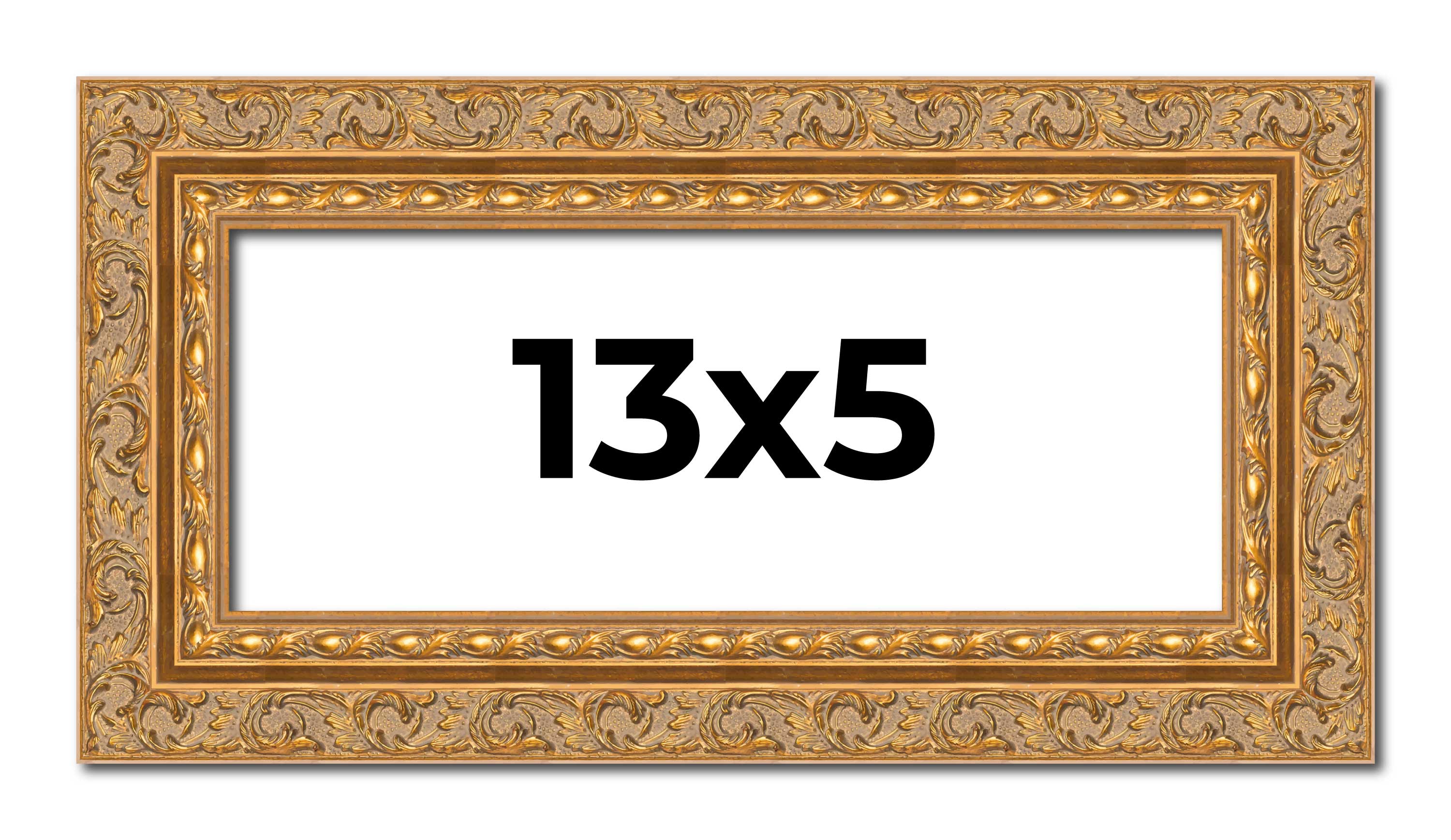 13x5 Frame Gold Ornate Solid Wood Picture Frame | 2 Inch Moulding Width | Firman main product image