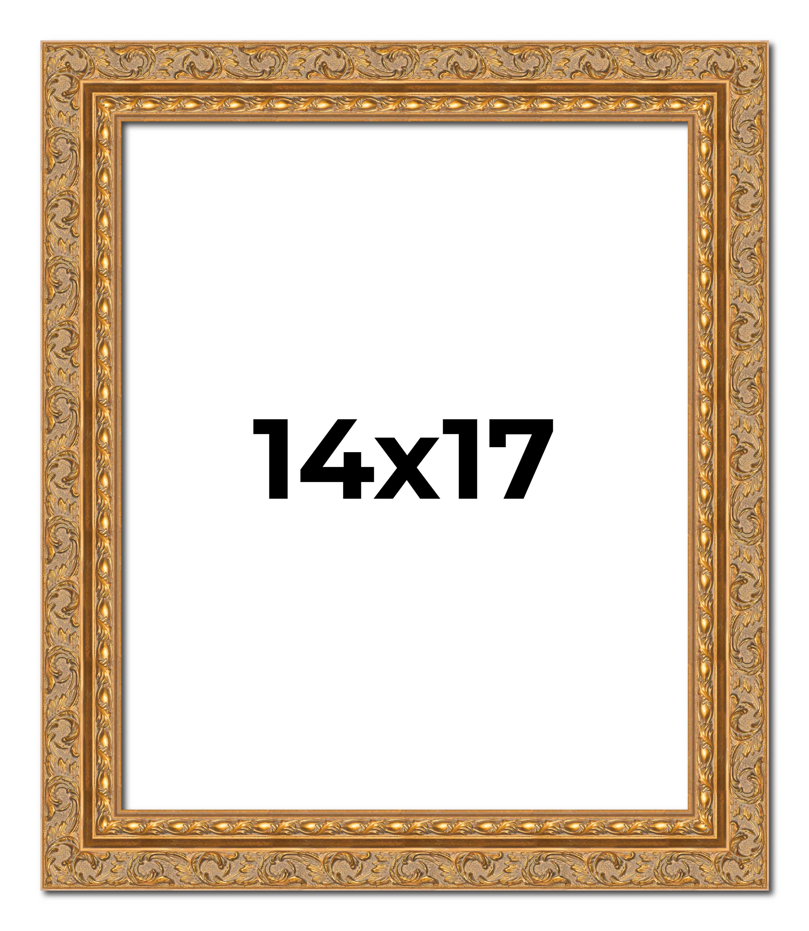 14x17 Frame Gold Ornate Solid Wood Picture Frame | 2 Inch Moulding Width | Firma main product image