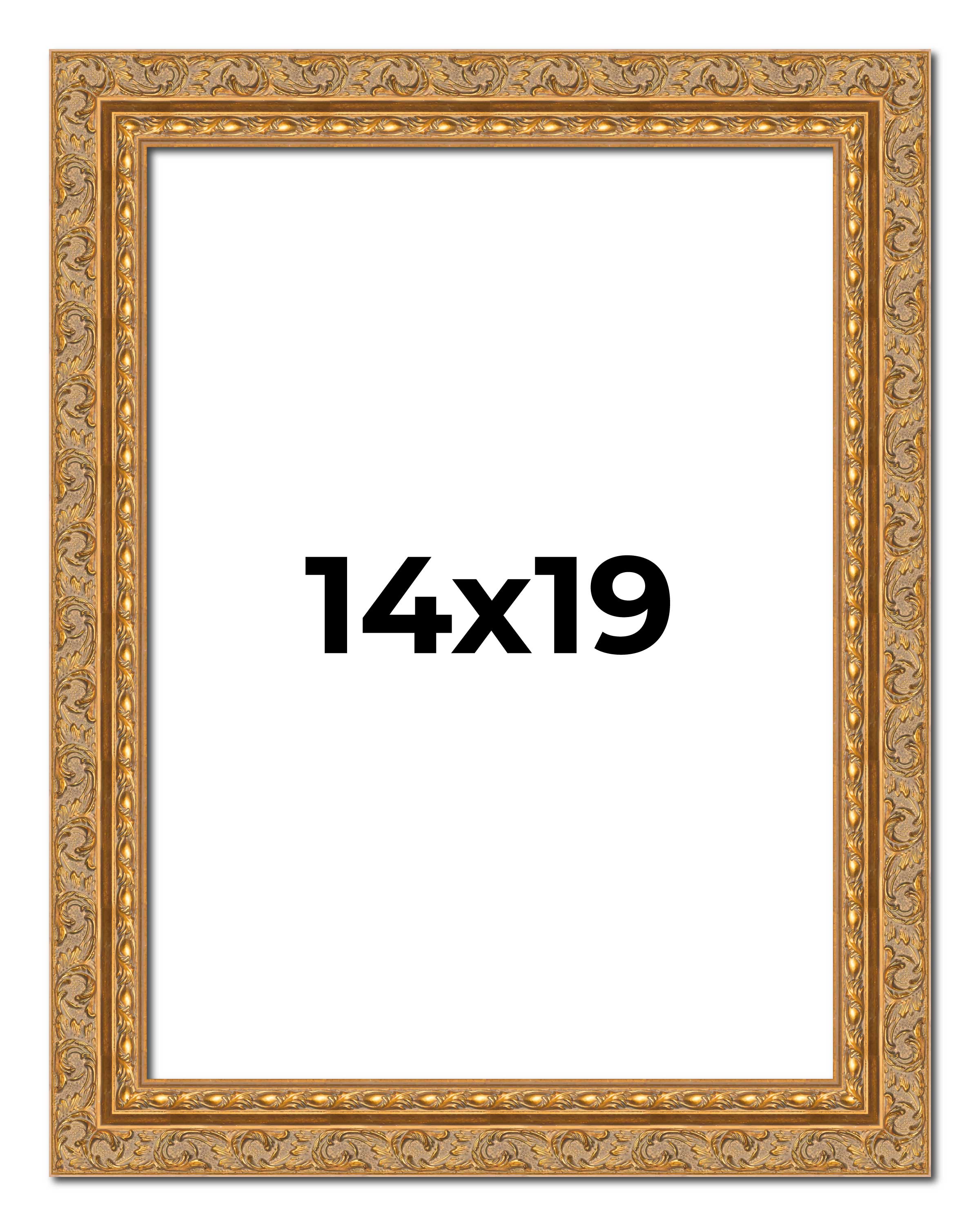 14x19 Frame Gold Ornate Solid Wood Picture Frame | 2 Inch Moulding Width | Firma main product image