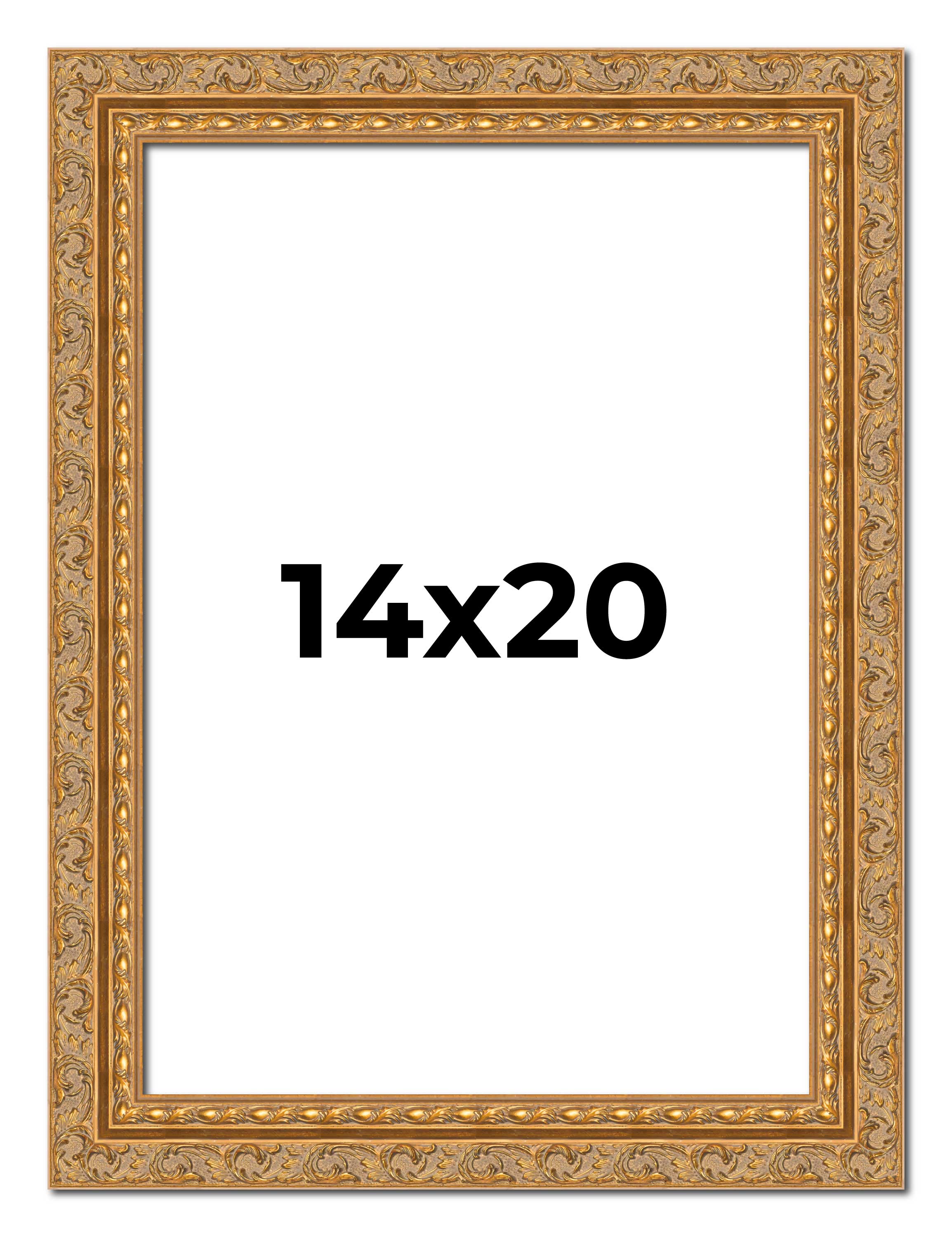 14x20 Frame Gold Ornate Solid Wood Picture Frame | 2 Inch Moulding Width | Firma main product image