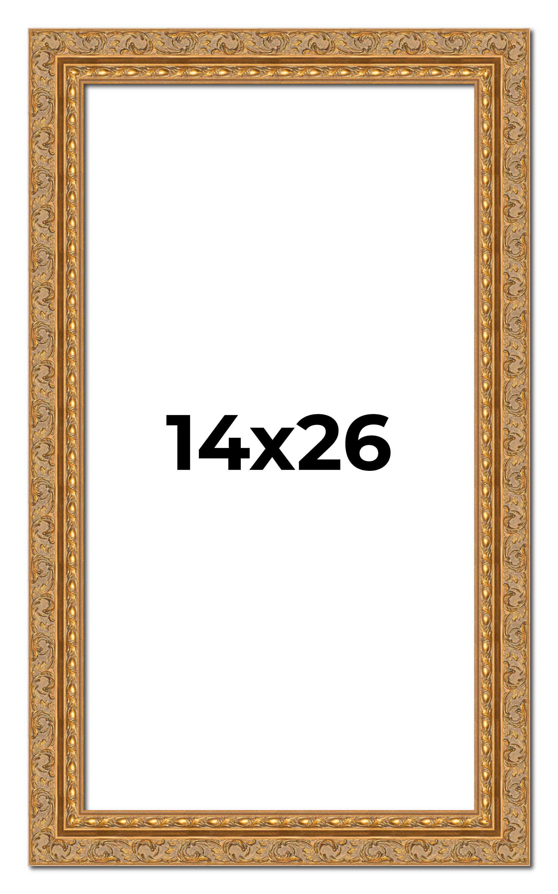 14x26 Frame Gold Ornate Solid Wood Picture Frame | 2 Inch Moulding Width | Firma main product image