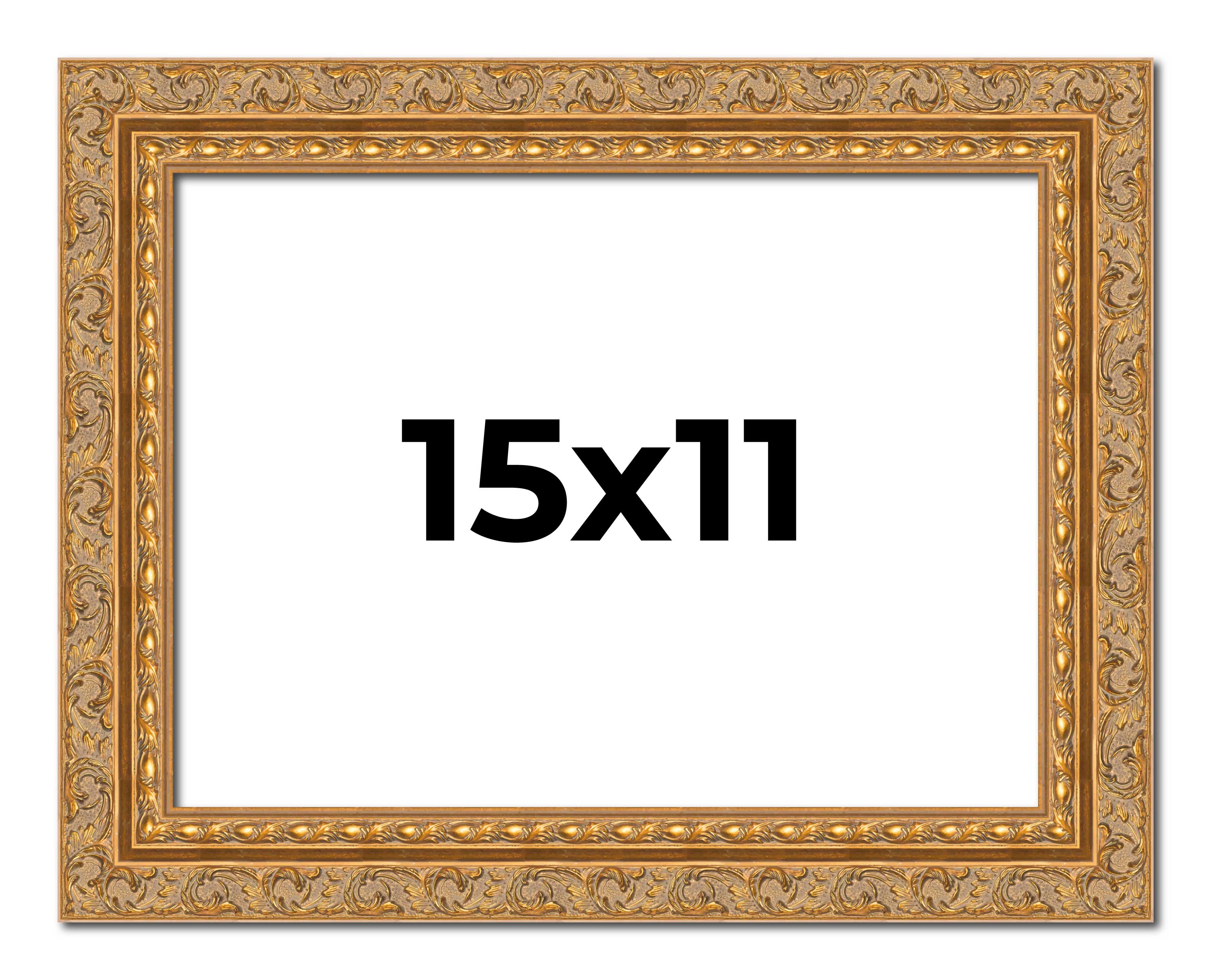 15x11 Frame Gold Ornate Solid Wood Picture Frame | 2 Inch Moulding Width | Firma main product image