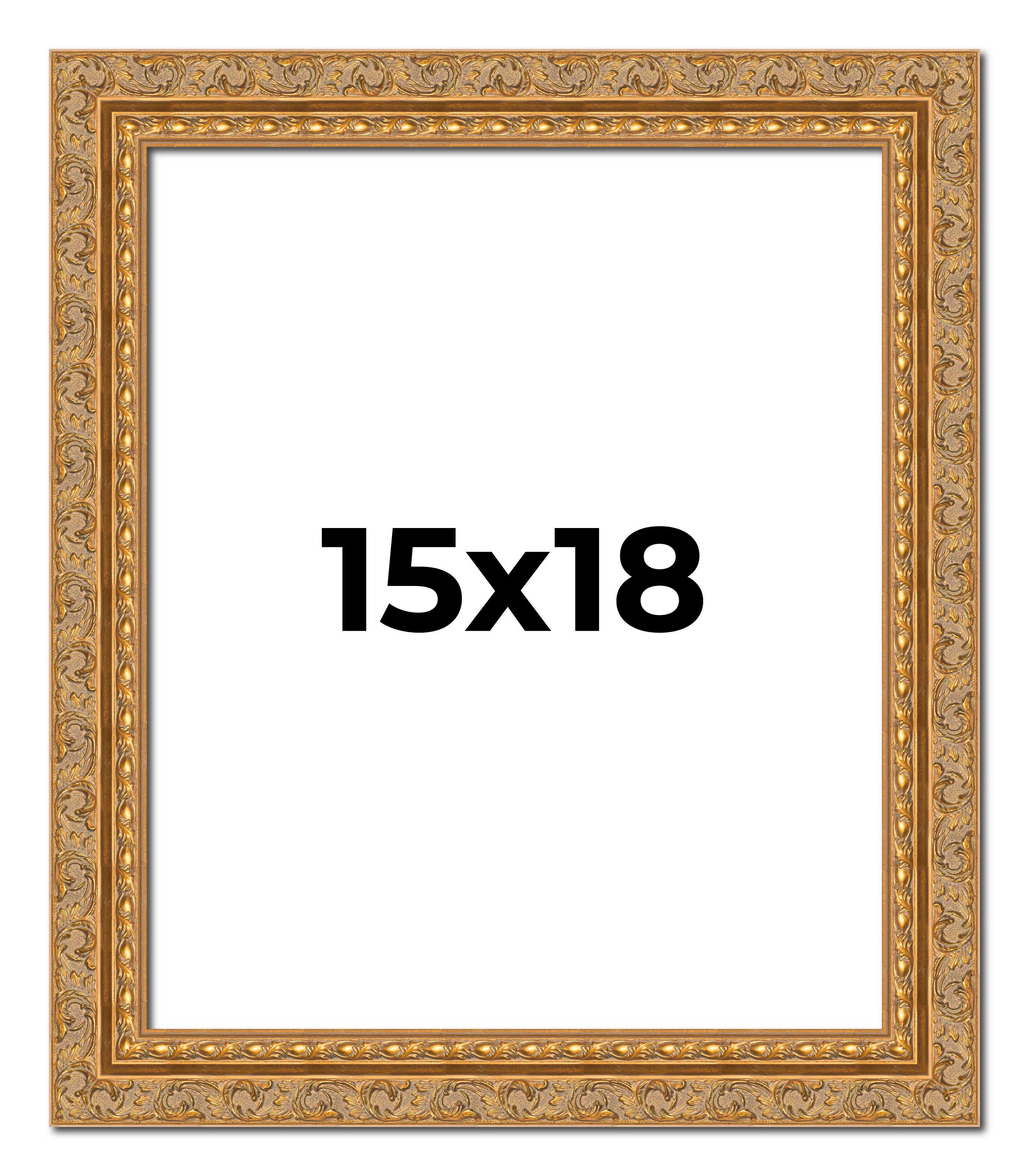 15x18 Frame Gold Ornate Solid Wood Picture Frame | 2 Inch Moulding Width | Firma main product image