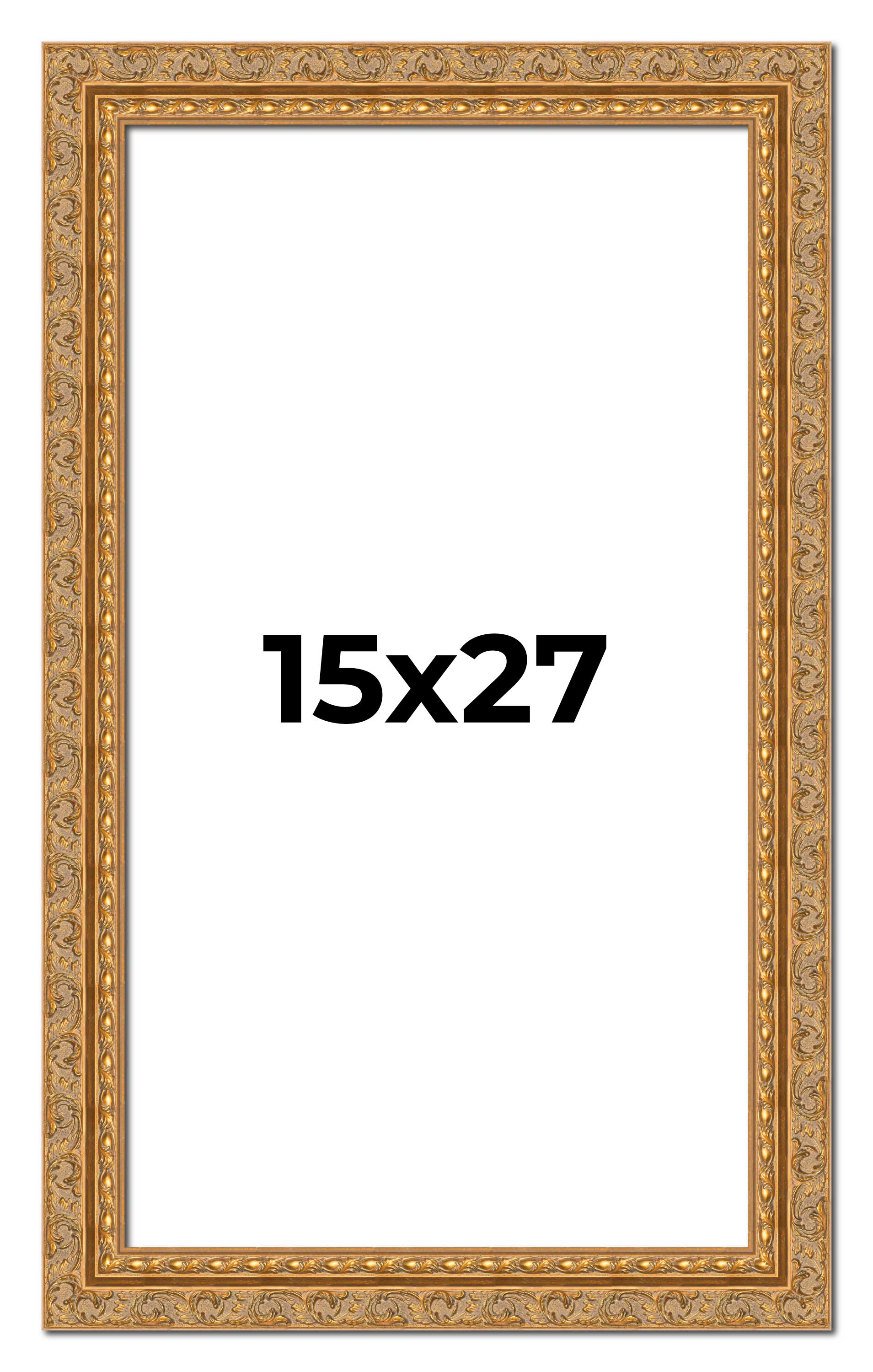 15×27 Frame Gold Ornate Solid Wood Picture Frame | 2 Inch Moulding Width | Firma