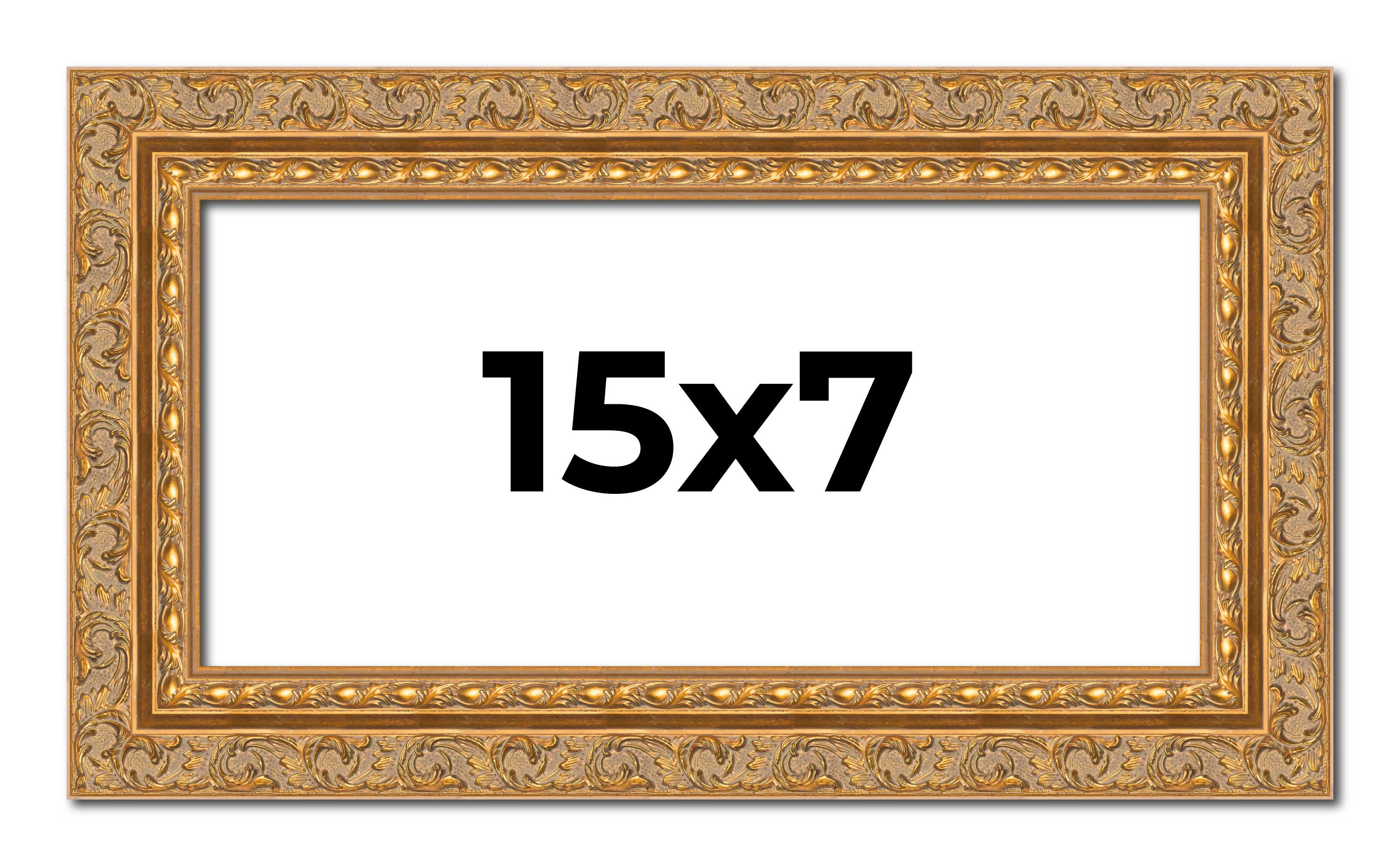 15x7 Frame Gold Ornate Solid Wood Picture Frame | 2 Inch Moulding Width | Firman main product image