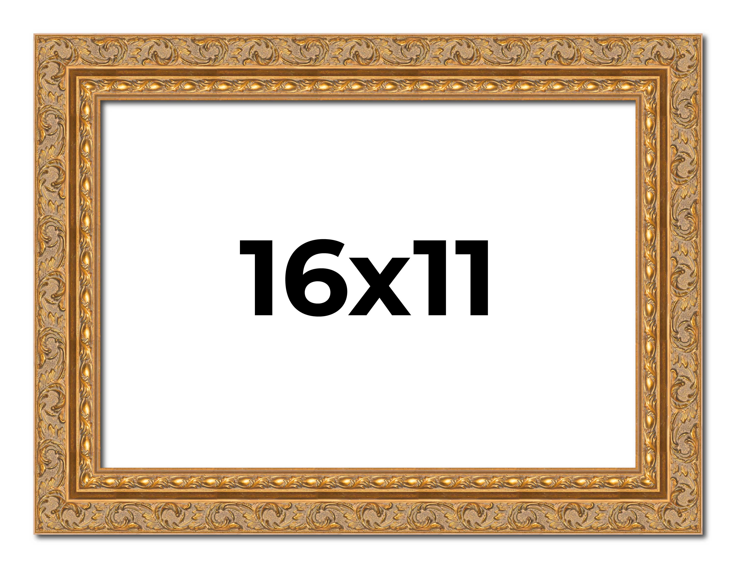 16x11 Frame Gold Ornate Solid Wood Picture Frame | 2 Inch Moulding Width | Firma main product image