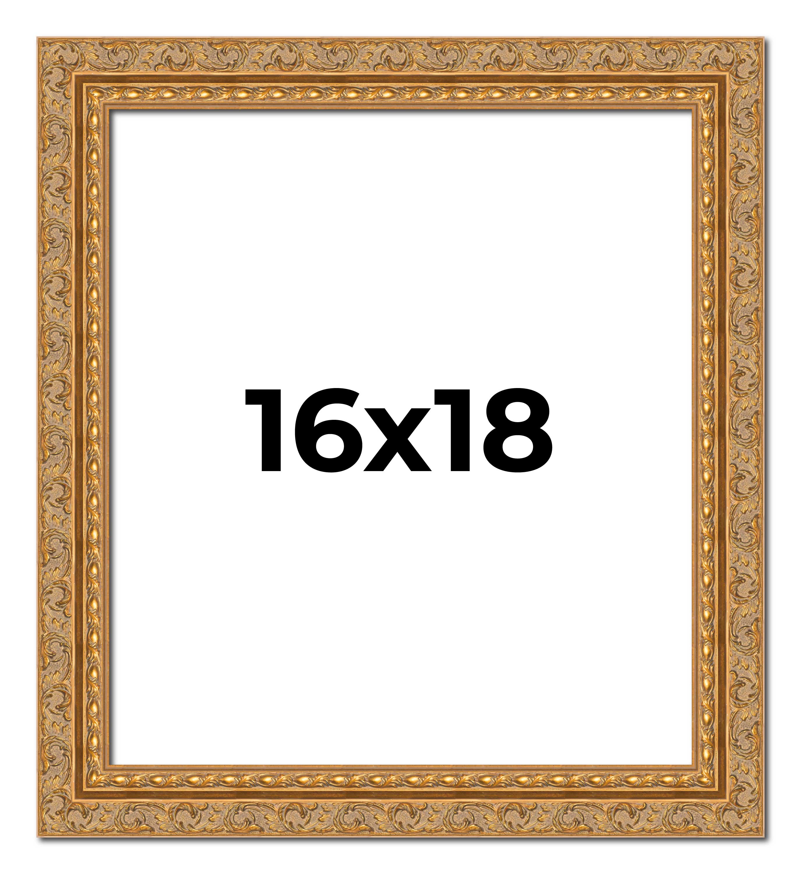 16x18 Frame Gold Ornate Solid Wood Picture Frame | 2 Inch Moulding Width | Firma main product image