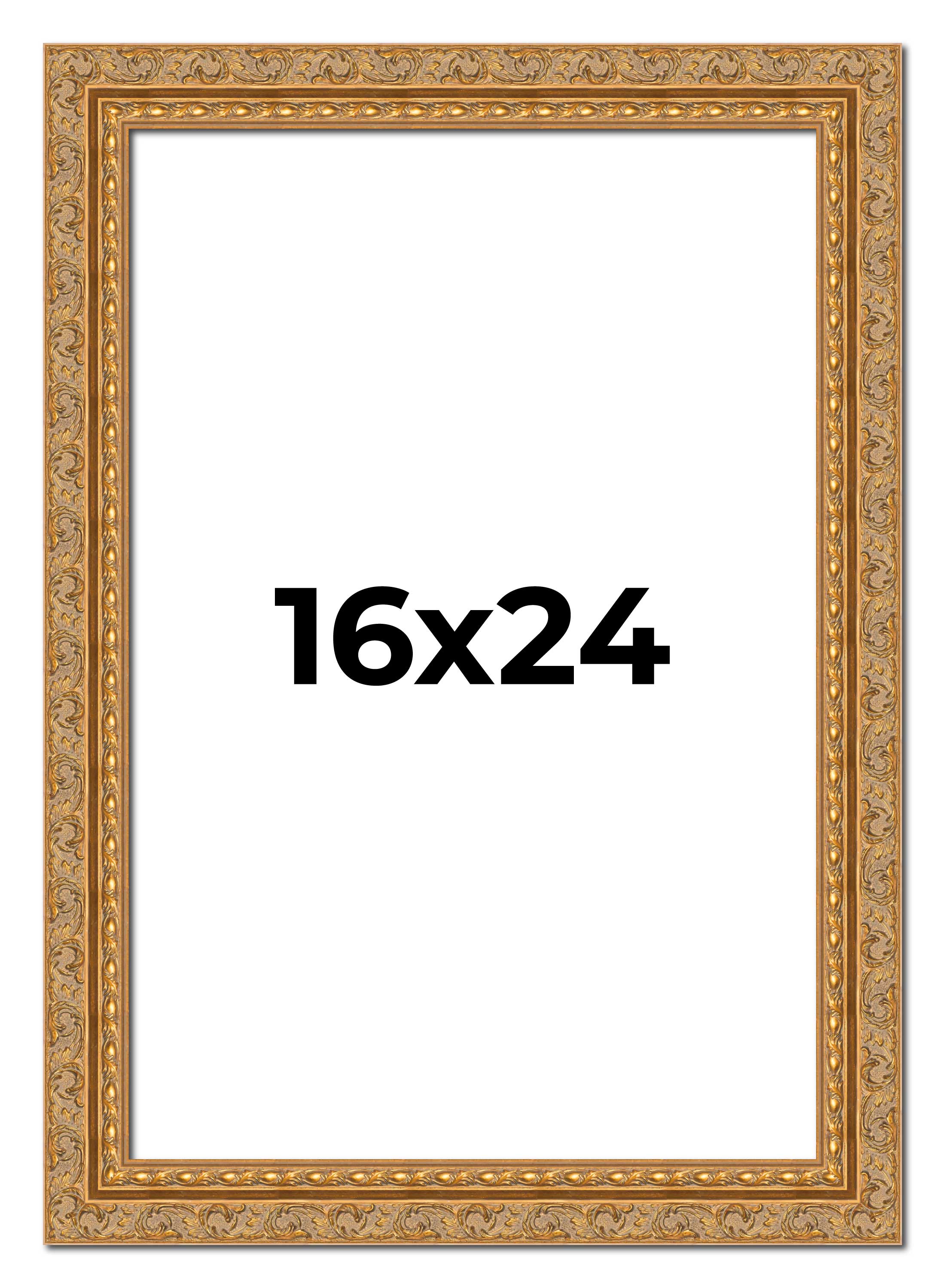 16x24 Frame Gold Ornate Solid Wood Picture Frame | 2 Inch Moulding Width | Firma main product image