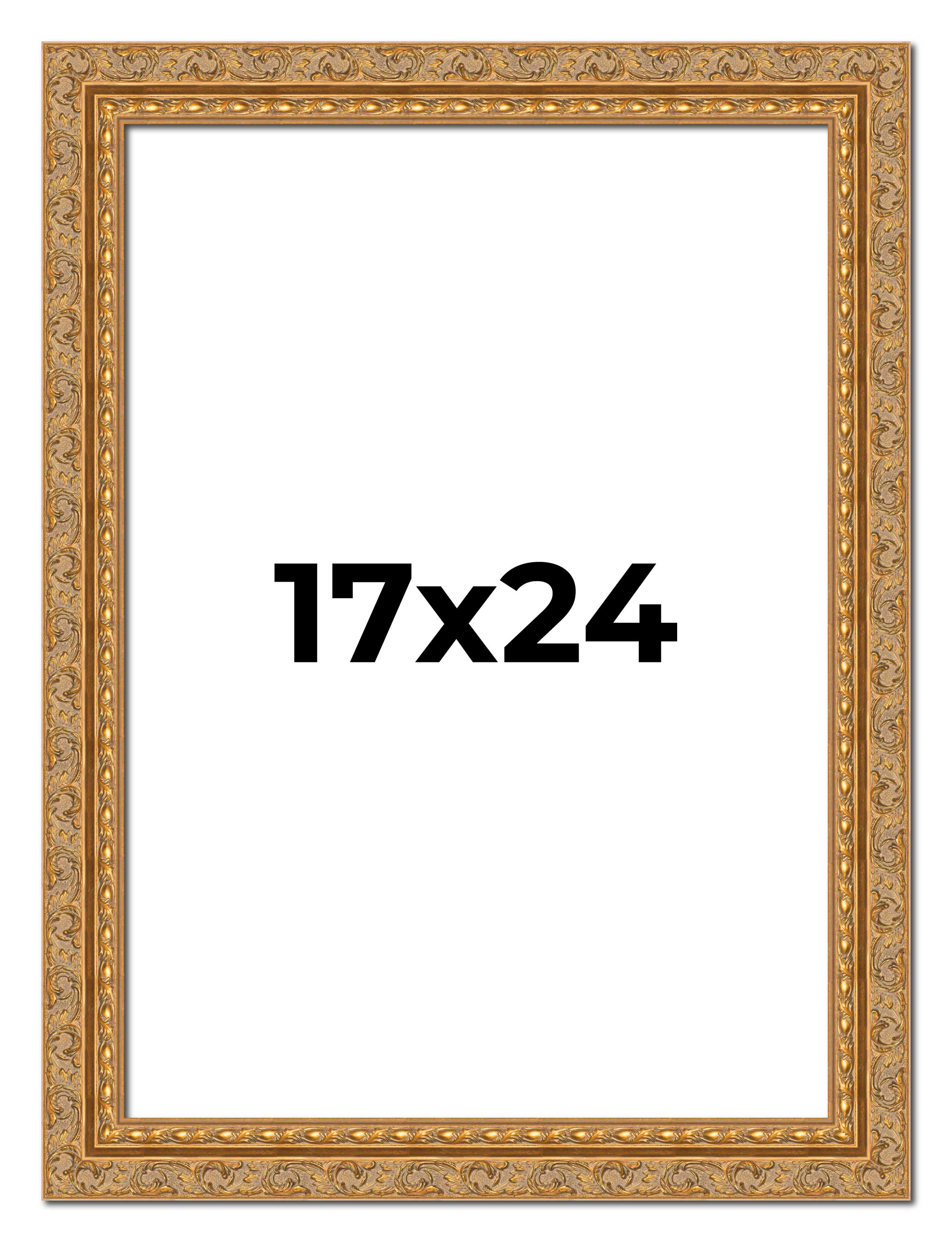17×24 Frame Gold Ornate Solid Wood Picture Frame | 2 Inch Moulding Width | Firma