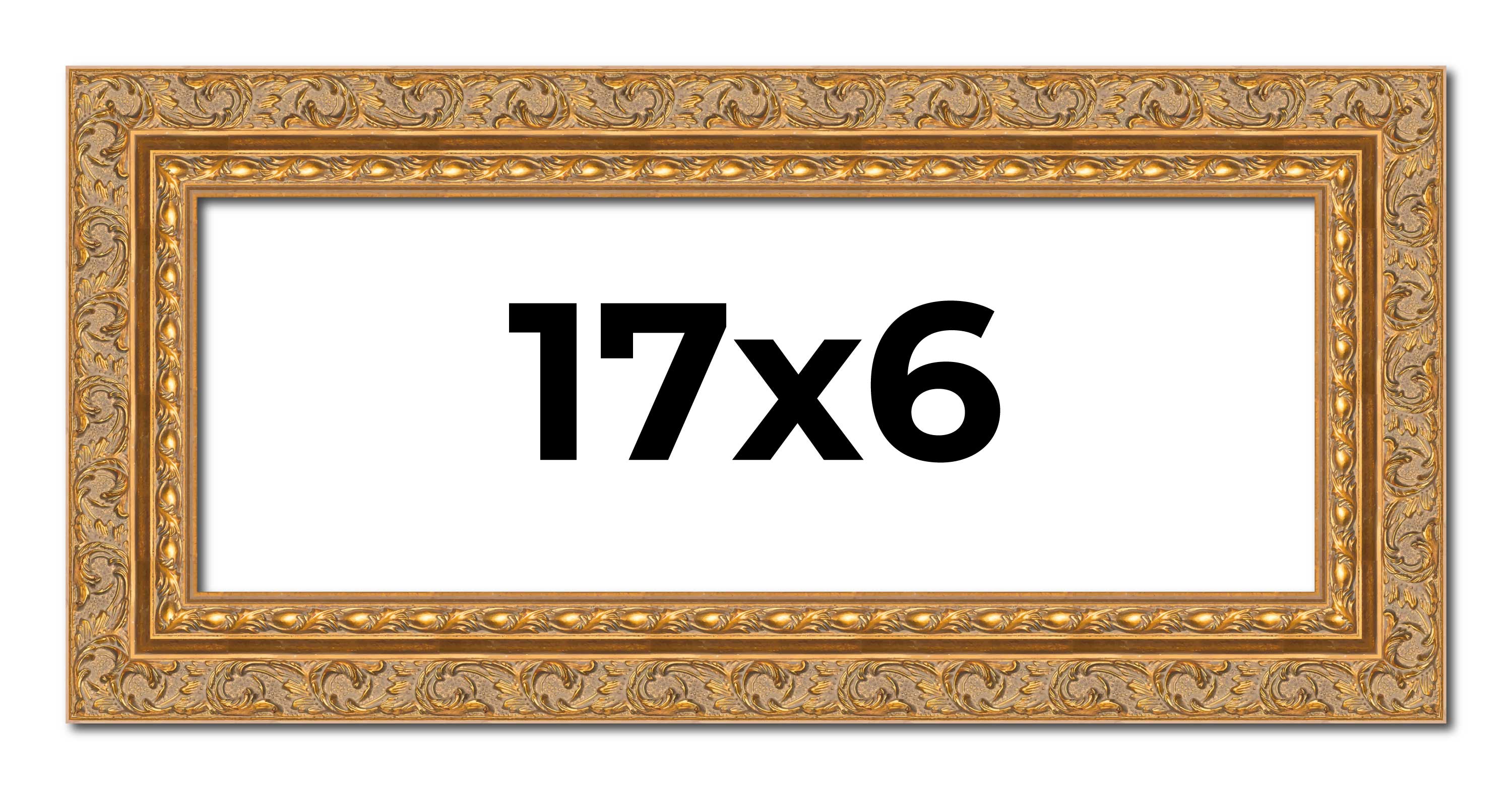 17x6 Frame Gold Ornate Solid Wood Picture Frame | 2 Inch Moulding Width | Firman main product image