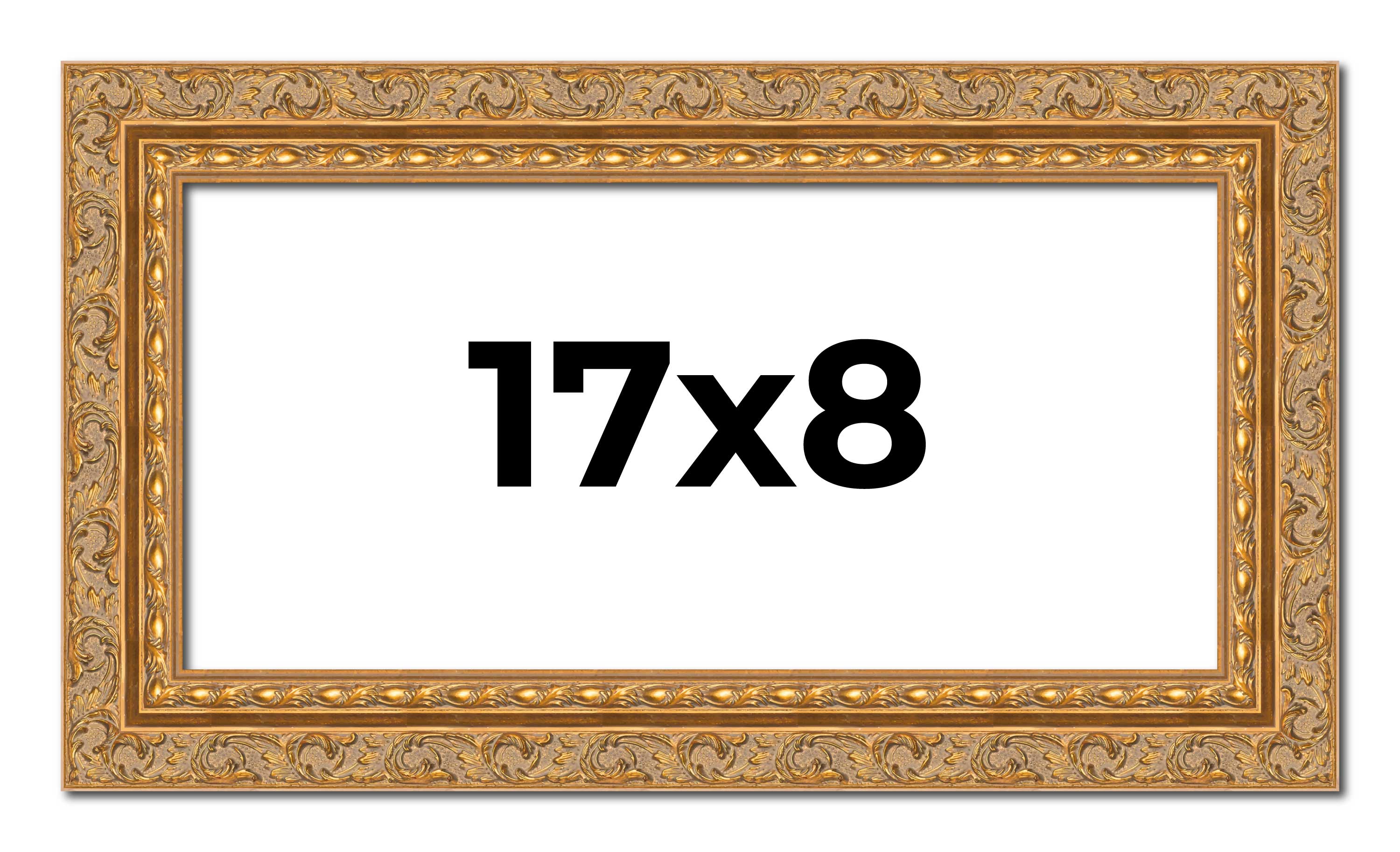17x8 Frame Gold Ornate Solid Wood Picture Frame | 2 Inch Moulding Width | Firman main product image