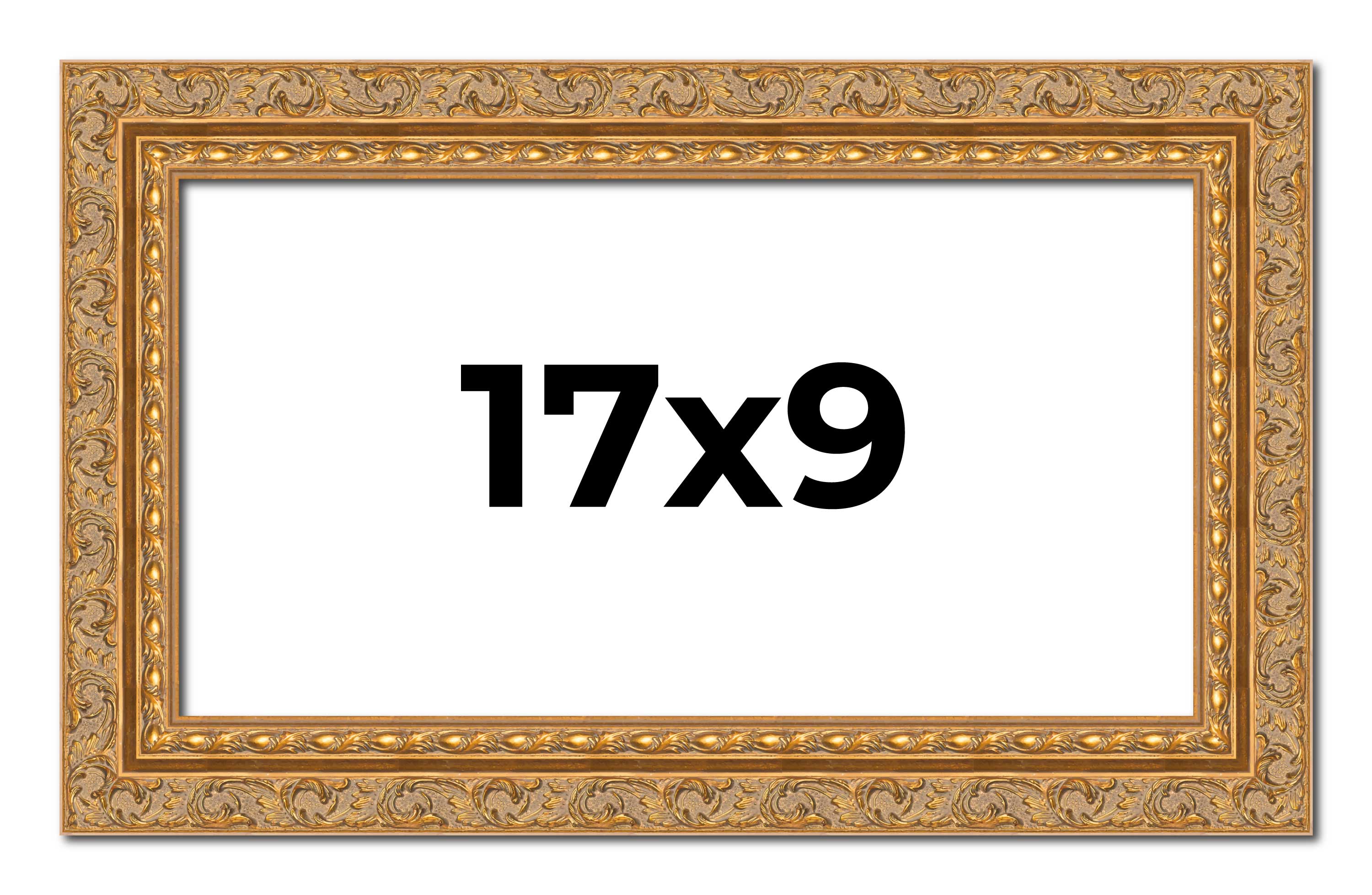 17x9 Frame Gold Ornate Solid Wood Picture Frame | 2 Inch Moulding Width | Firman main product image