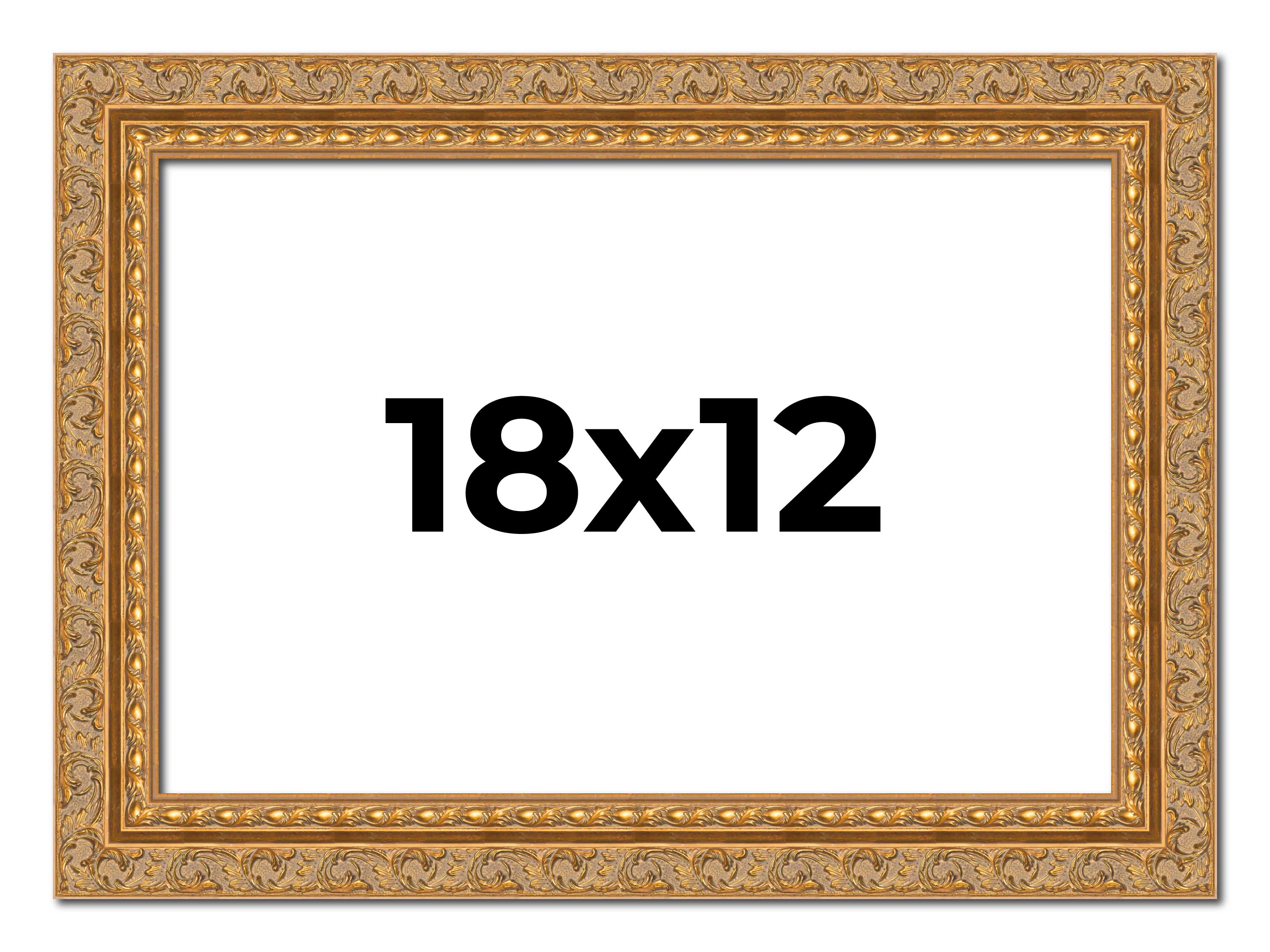 18×12 Frame Gold Ornate Solid Wood Picture Frame | 2 Inch Moulding Width | Firma