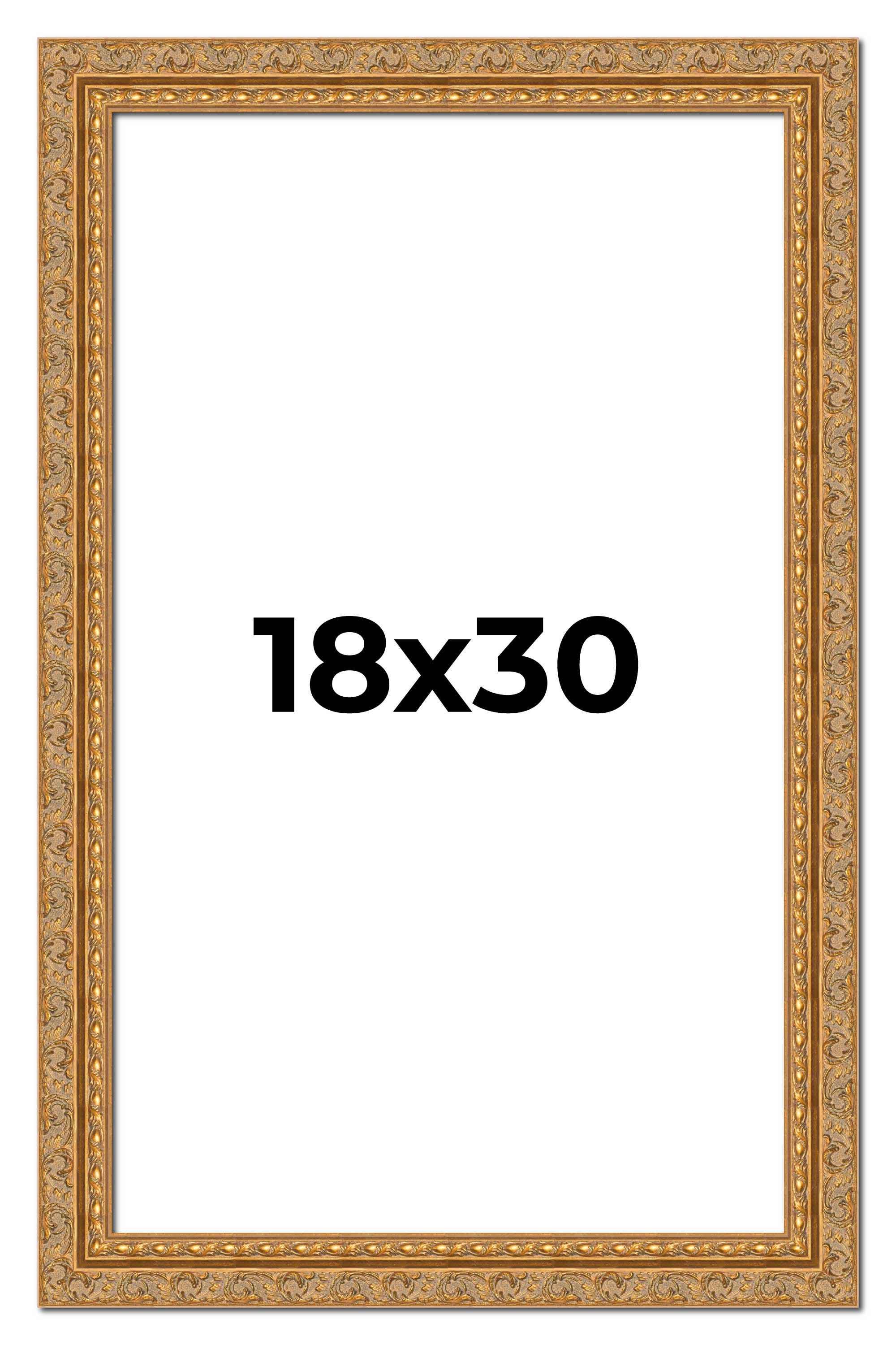 18×30 Frame Gold Ornate Solid Wood Picture Frame | 2 Inch Moulding Width | Firma