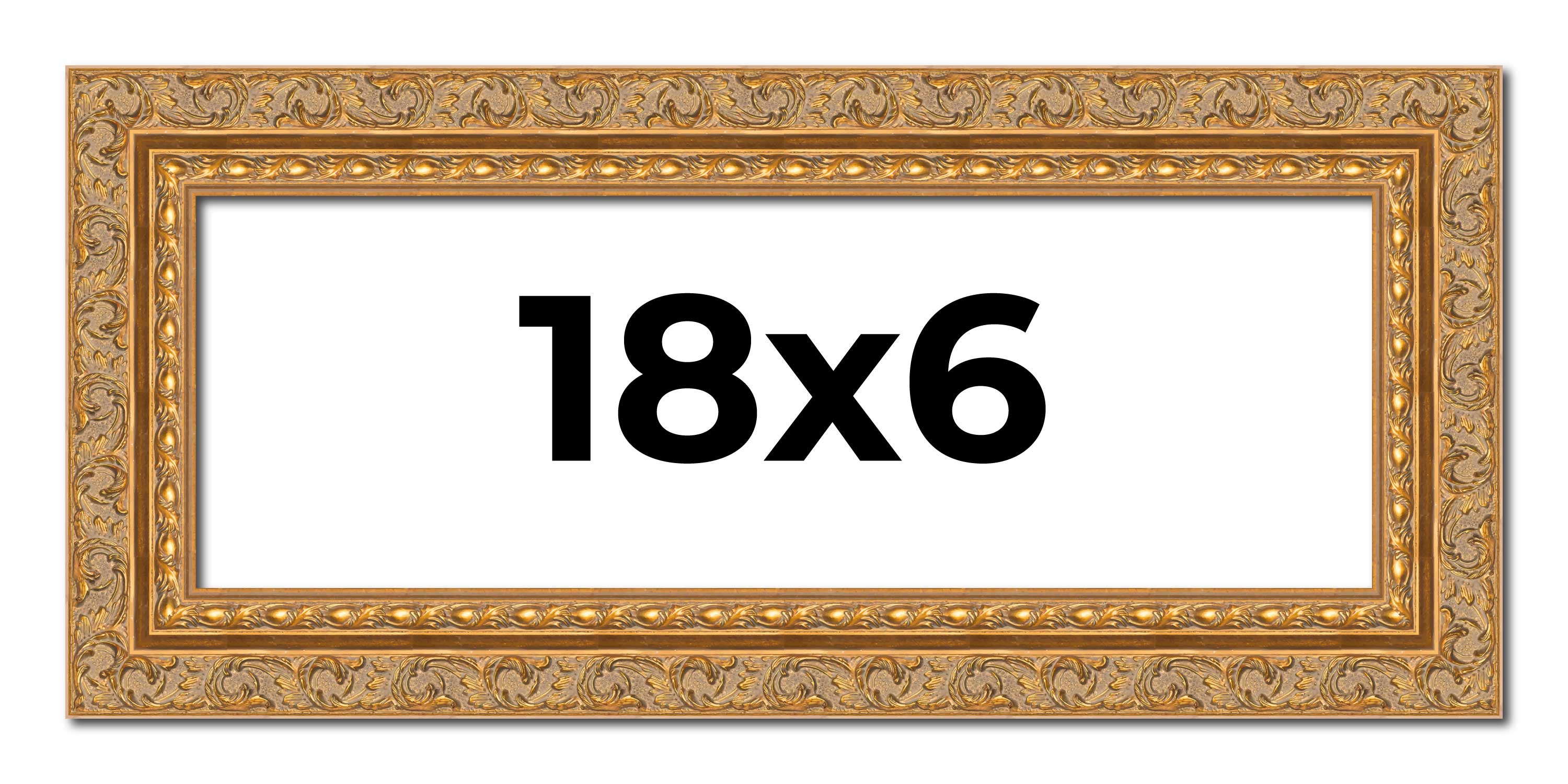 18x6 Frame Gold Ornate Solid Wood Picture Frame | 2 Inch Moulding Width | Firman main product image