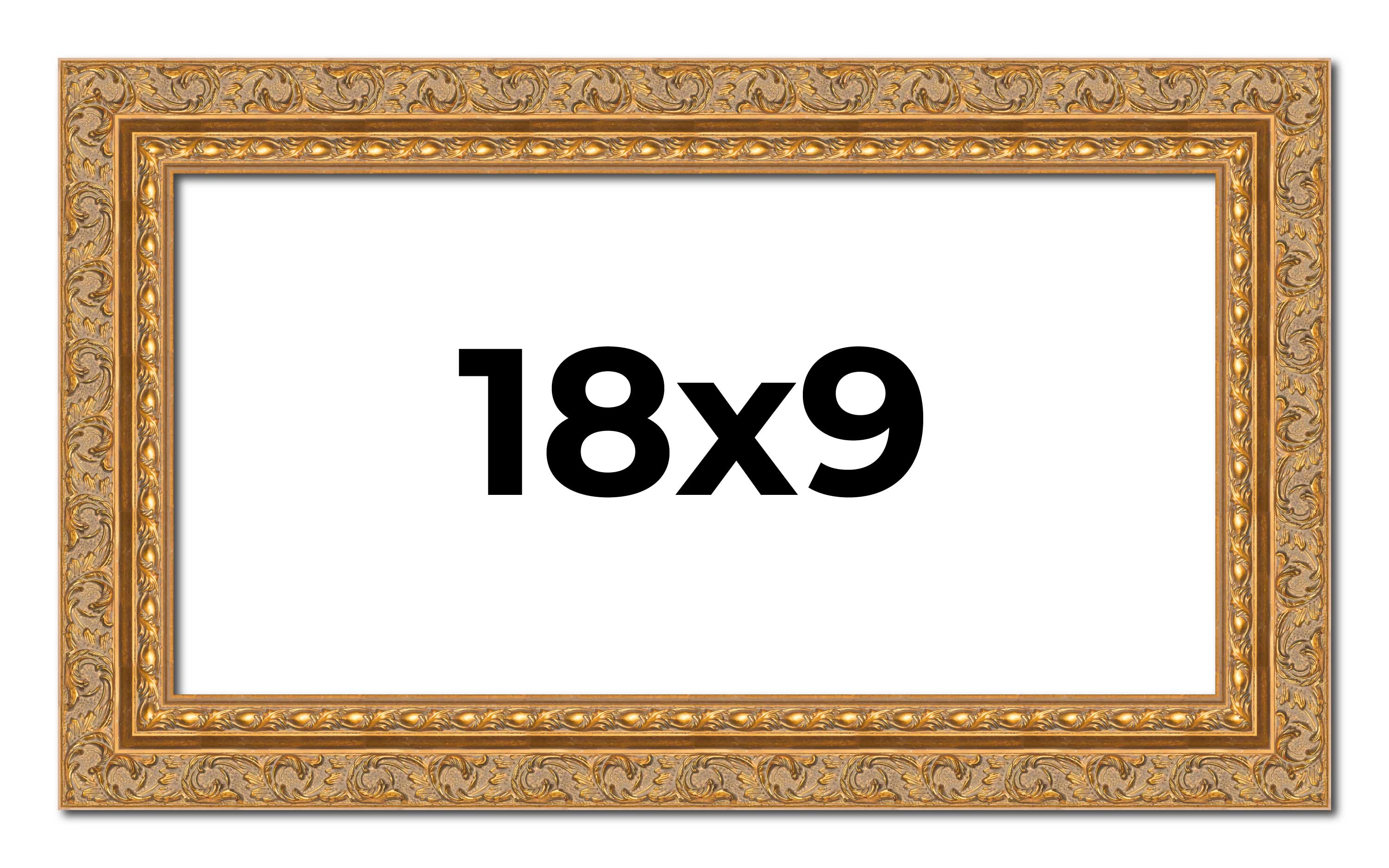 18x9 Frame Gold Ornate Solid Wood Picture Frame | 2 Inch Moulding Width | Firman main product image