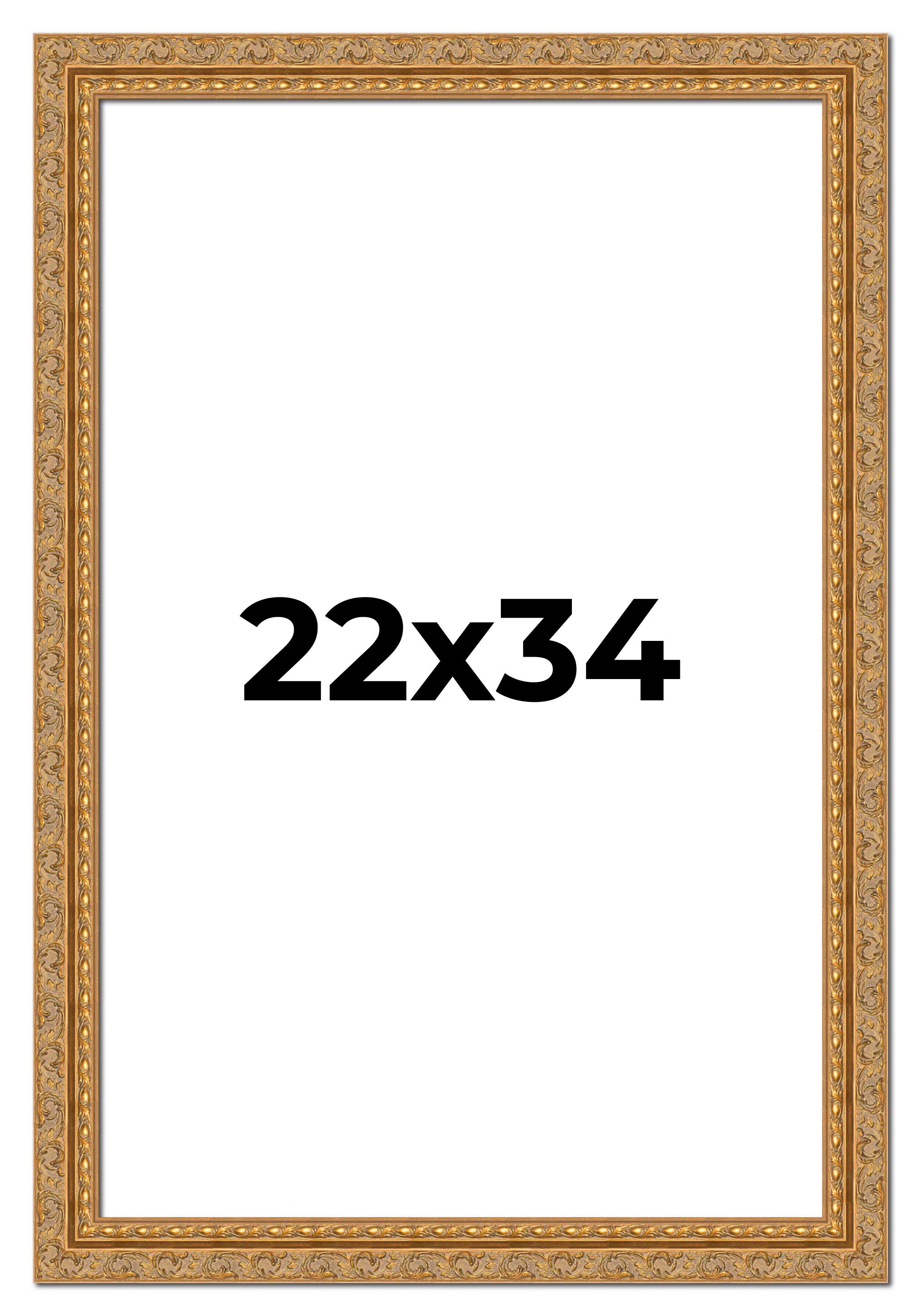 22x34 Frame Gold Ornate Solid Wood Picture Frame | 2 Inch Moulding Width | Firma main product image