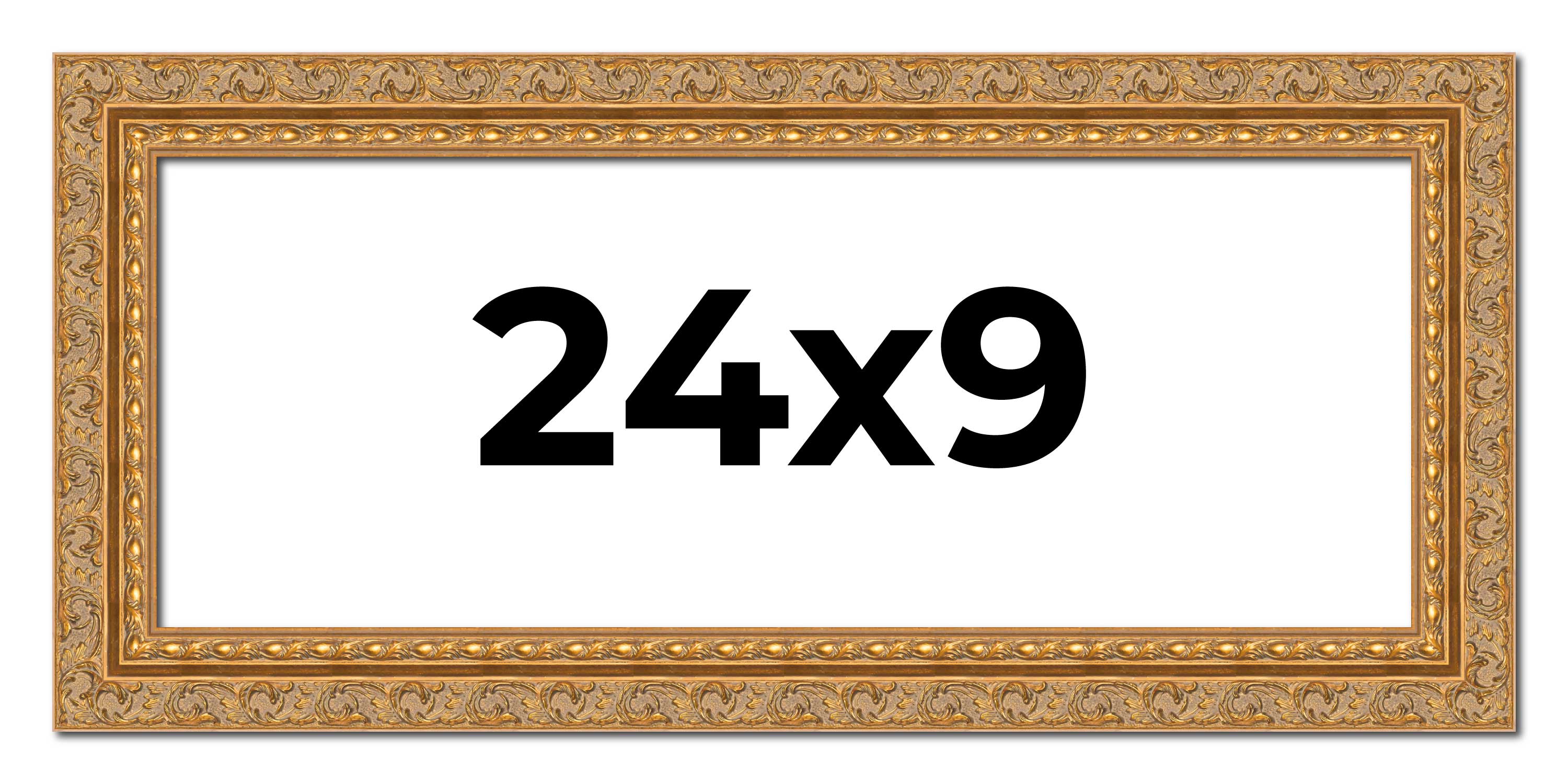 24x9 Frame Gold Ornate Solid Wood Picture Frame | 2 Inch Moulding Width | Firman main product image