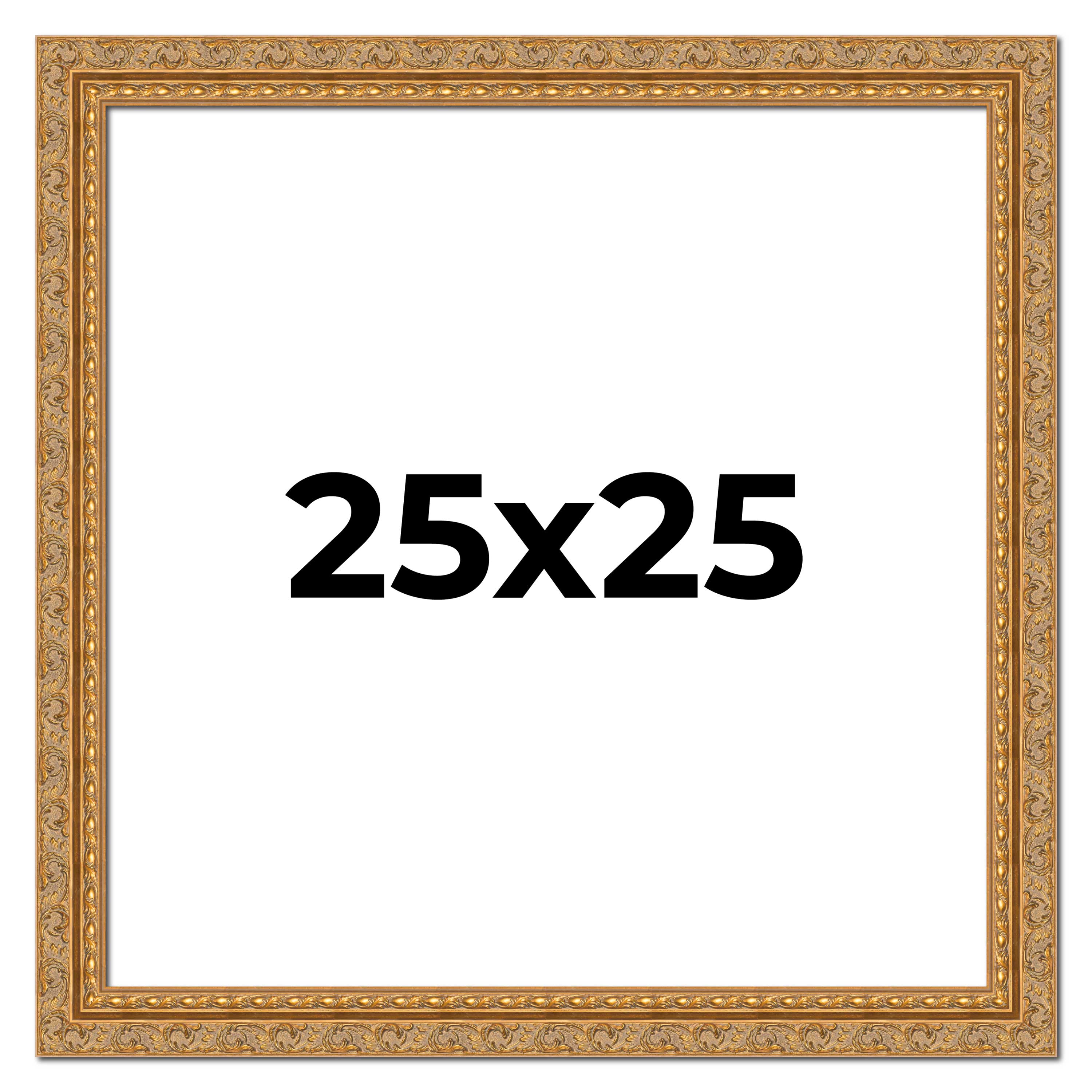 25×25 Frame Gold Ornate Solid Wood Picture Frame | 2 Inch Moulding Width | Firma