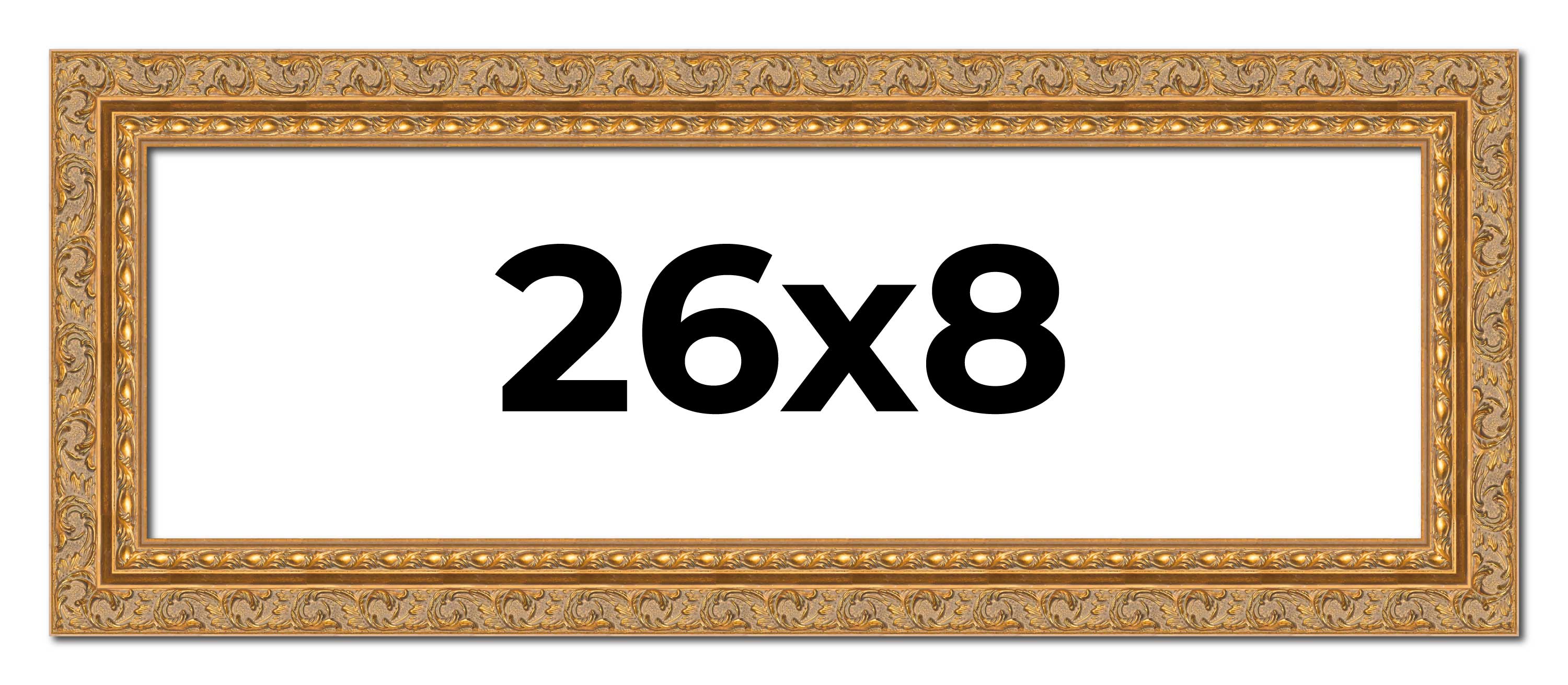26x8 Frame Gold Ornate Solid Wood Picture Frame | 2 Inch Moulding Width | Firman main product image