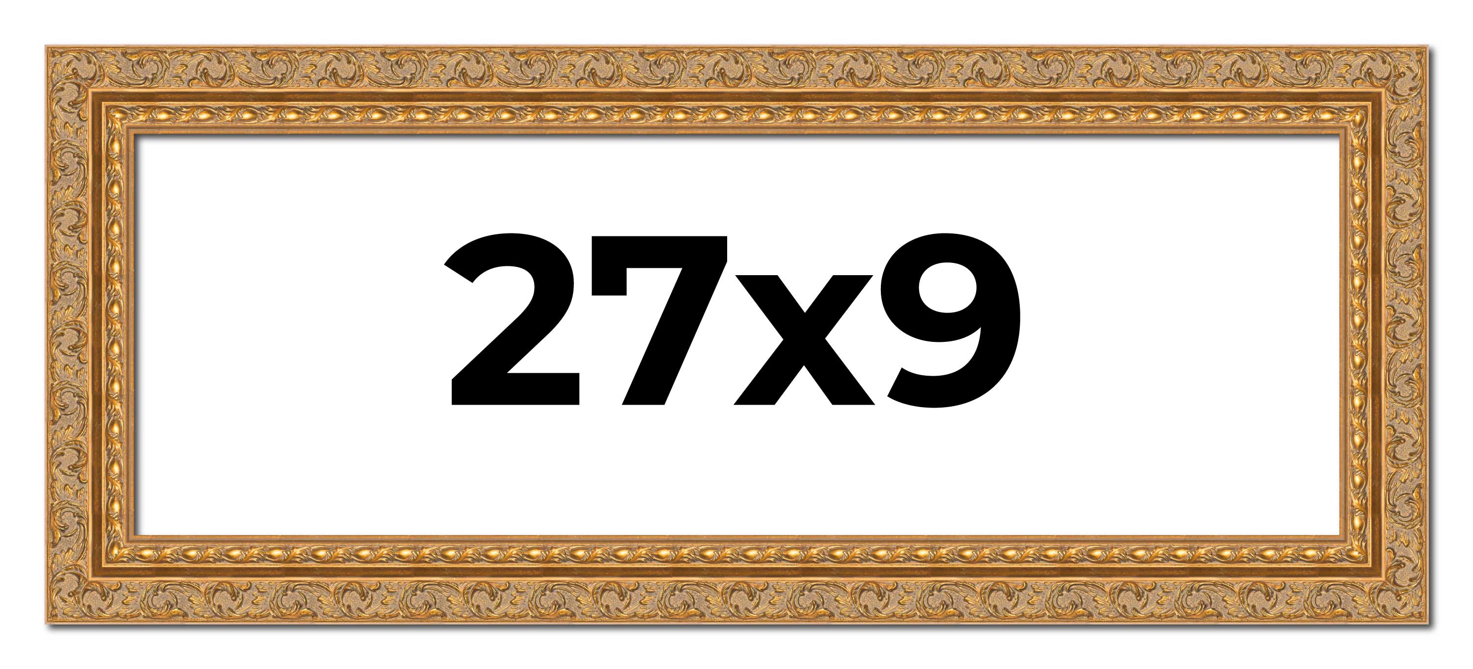 27x9 Frame Gold Ornate Solid Wood Picture Frame | 2 Inch Moulding Width | Firman main product image