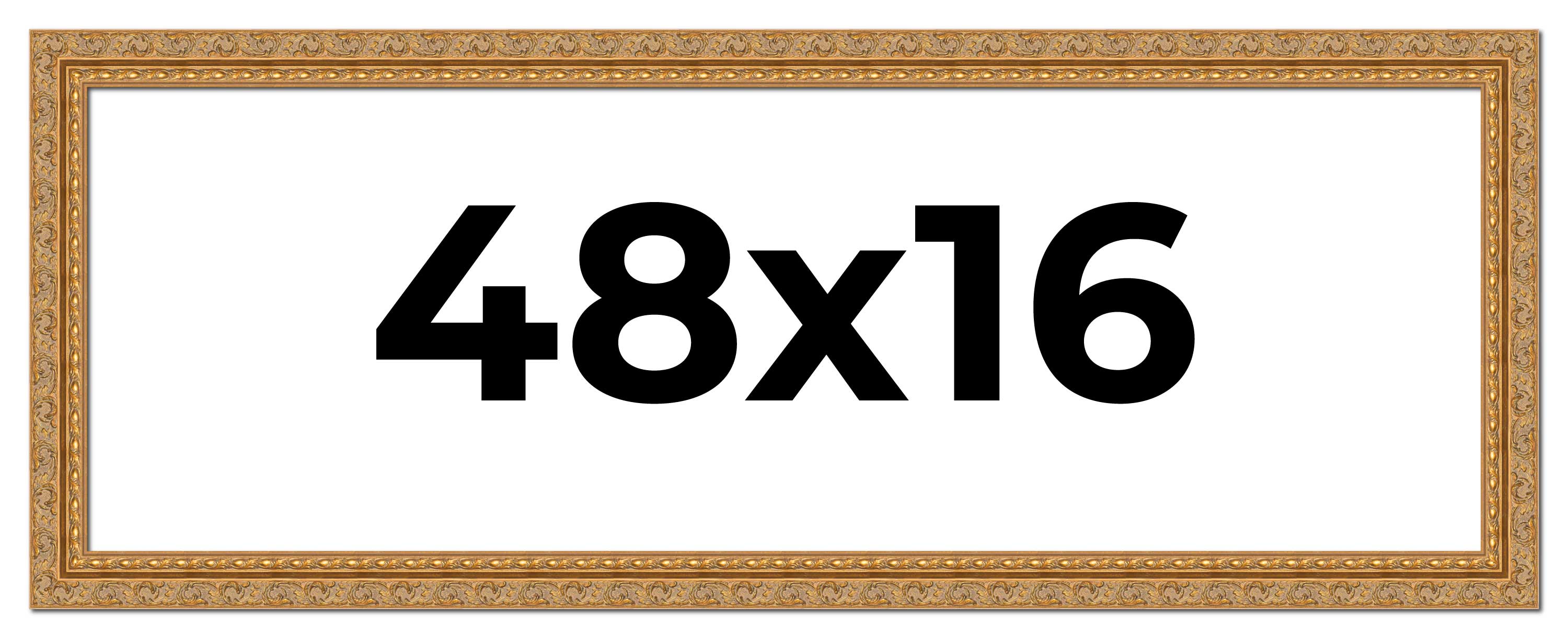 48×16 Frame Gold Ornate Solid Wood Picture Frame | 2 Inch Moulding Width | Firma