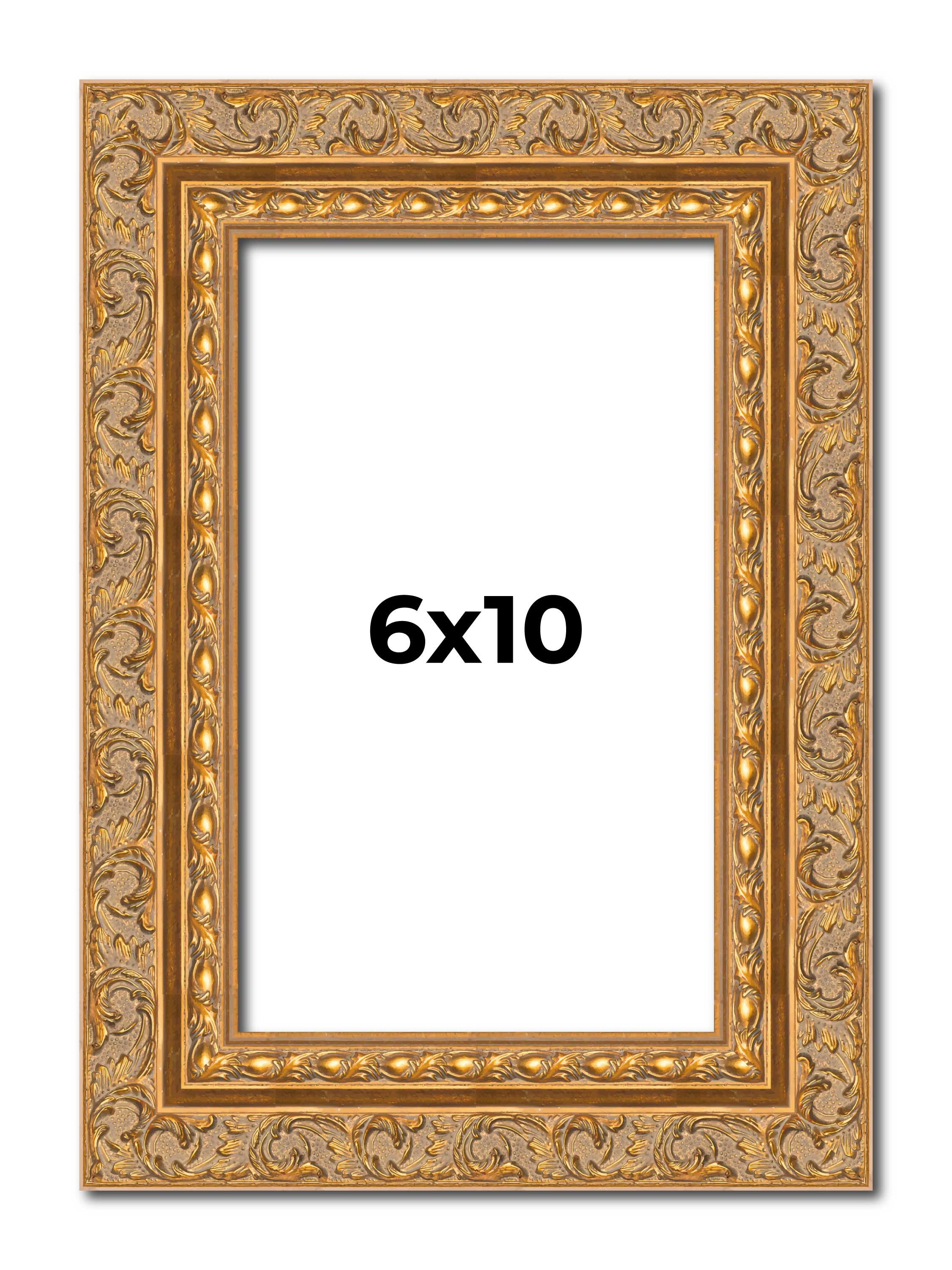 6x10 Frame Gold Ornate Solid Wood Picture Frame | 2 Inch Moulding Width | Firman main product image