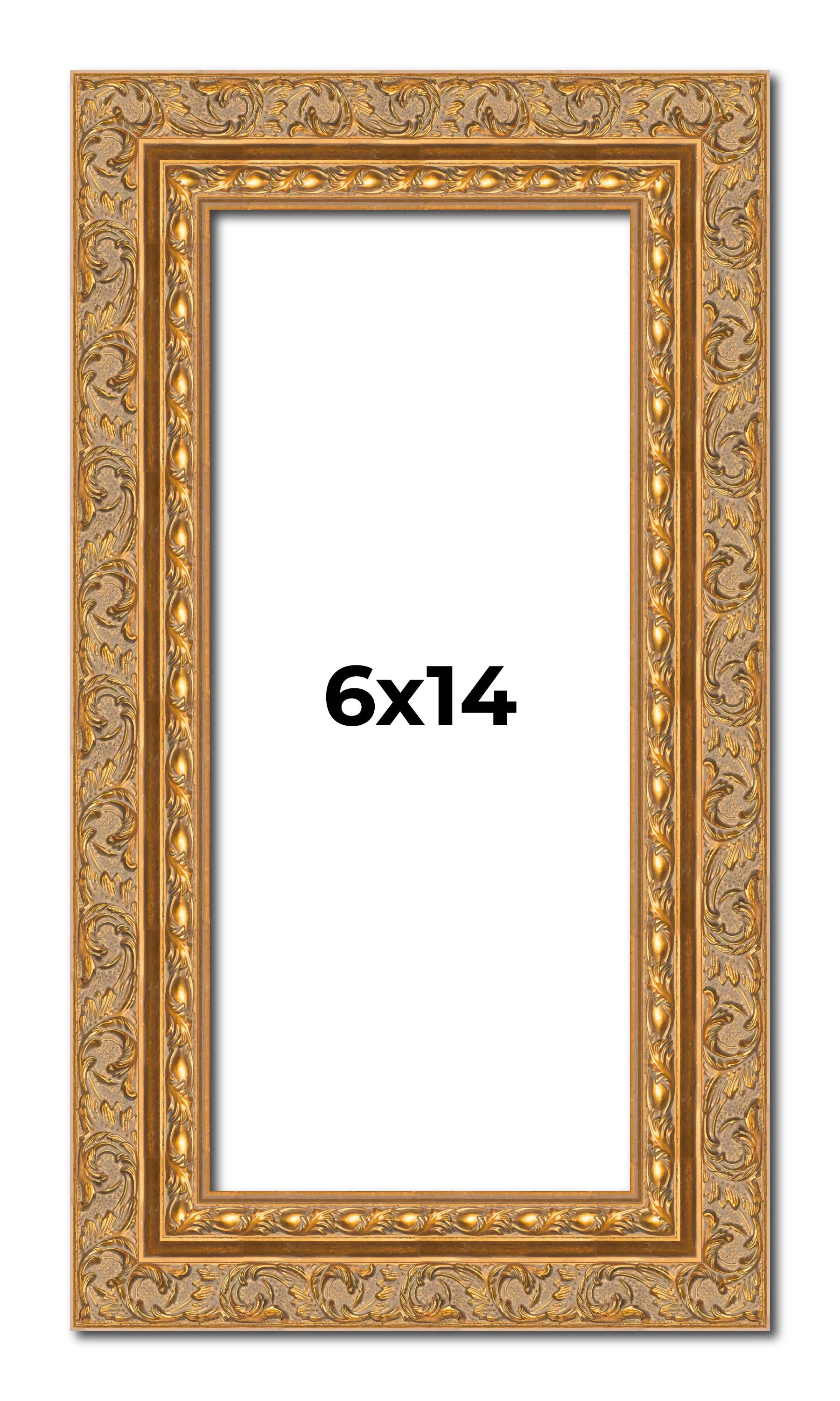 6x14 Frame Gold Ornate Solid Wood Picture Frame | 2 Inch Moulding Width | Firman main product image
