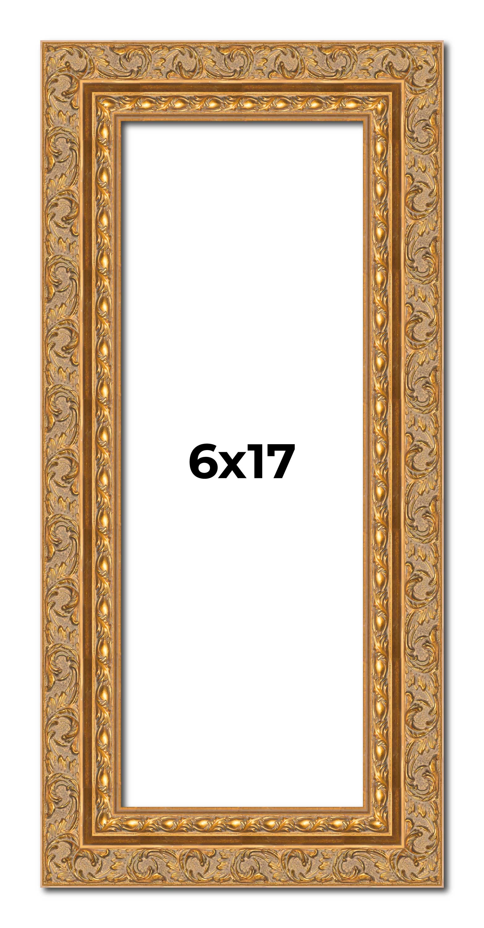 6x17 Frame Gold Ornate Solid Wood Picture Frame | 2 Inch Moulding Width | Firman main product image