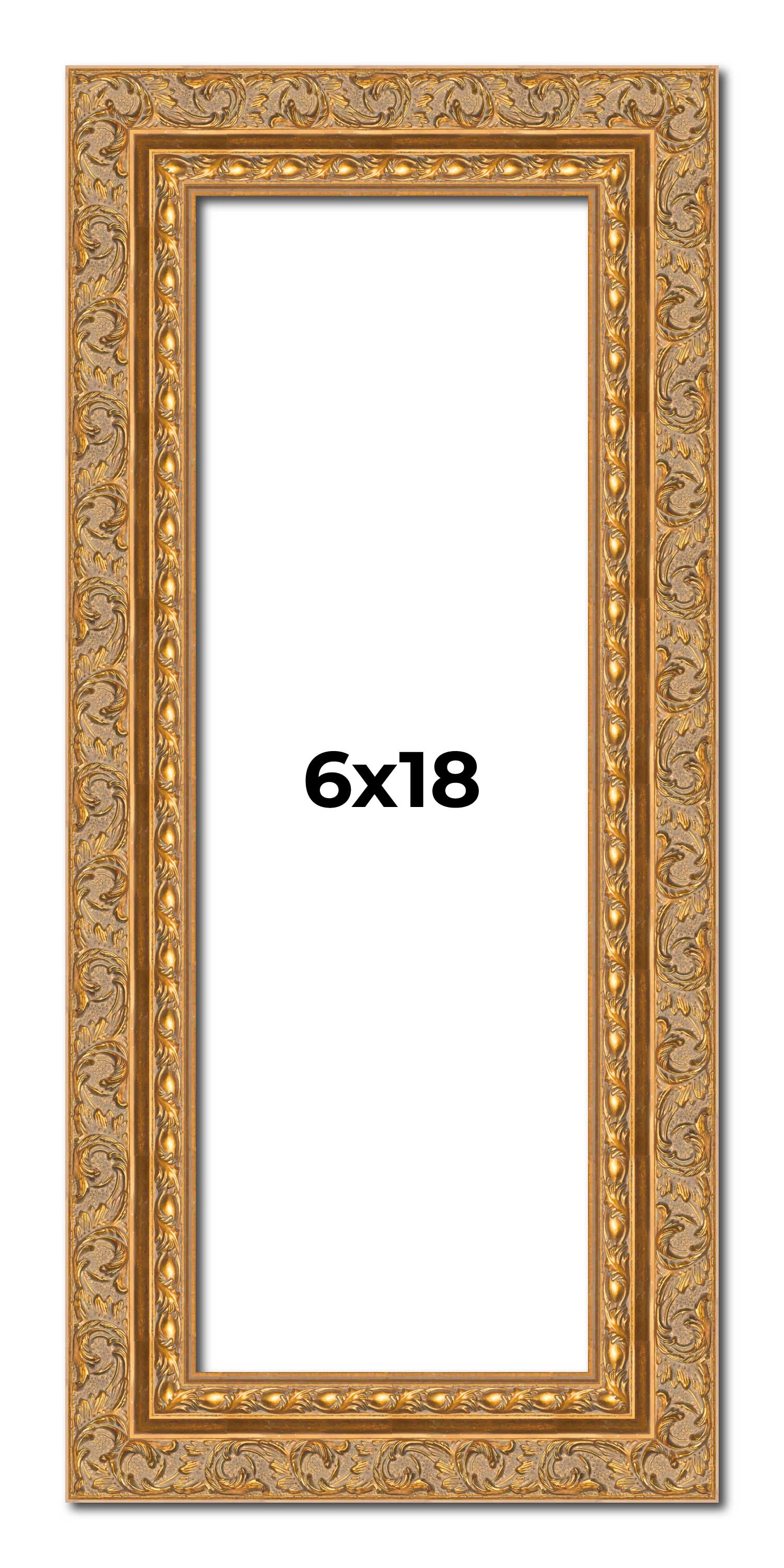 6x18 Frame Gold Ornate Solid Wood Picture Frame | 2 Inch Moulding Width | Firman main product image