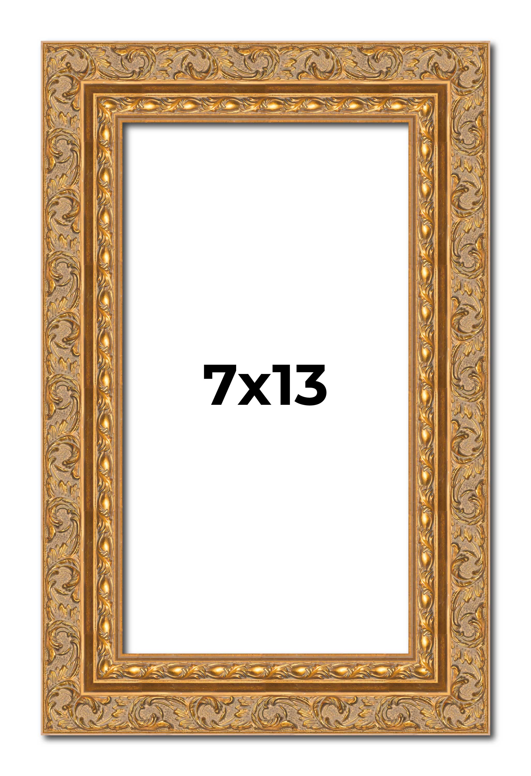 7x13 Frame Gold Ornate Solid Wood Picture Frame | 2 Inch Moulding Width | Firman main product image