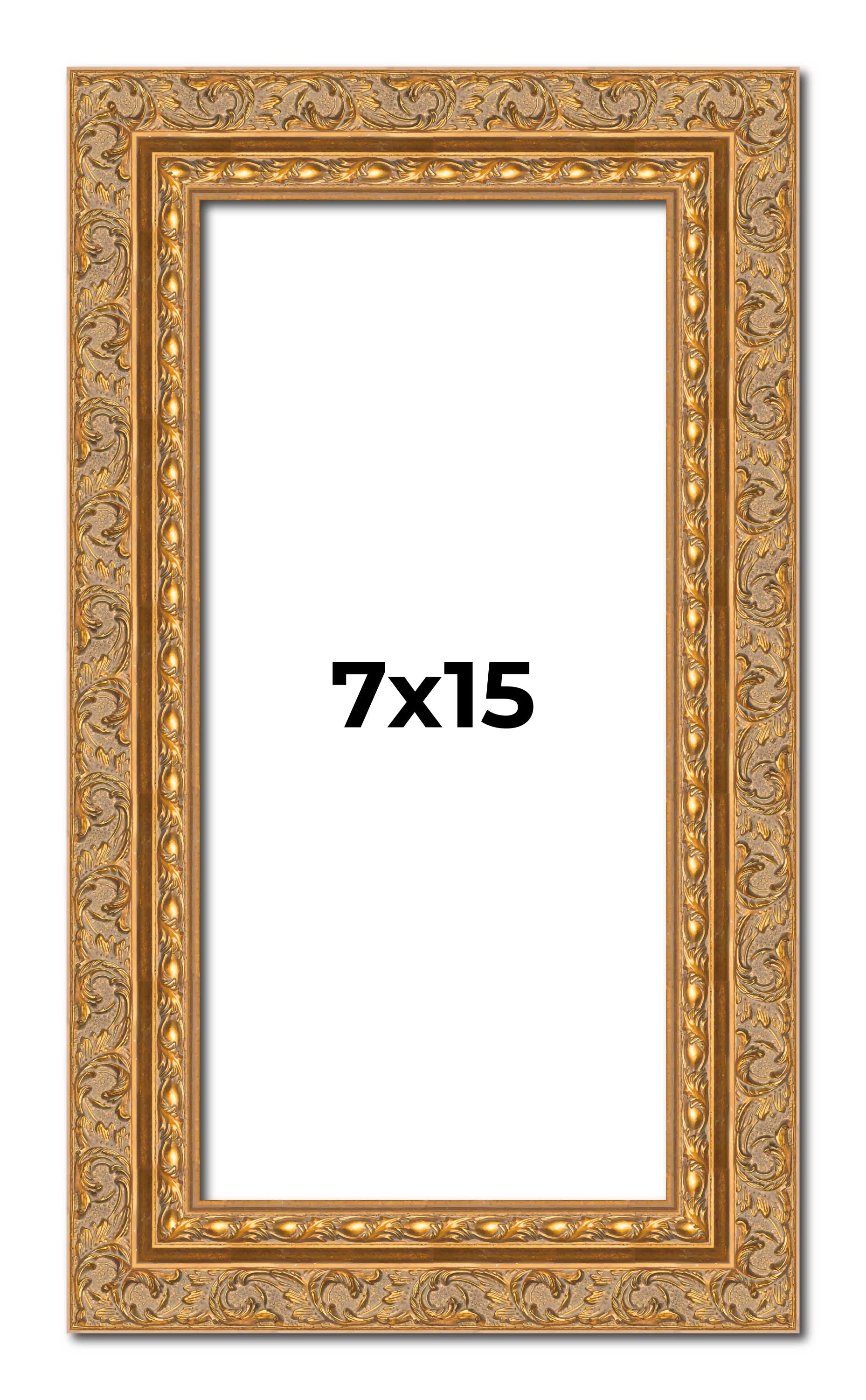 7x15 Frame Gold Ornate Solid Wood Picture Frame | 2 Inch Moulding Width | Firman main product image