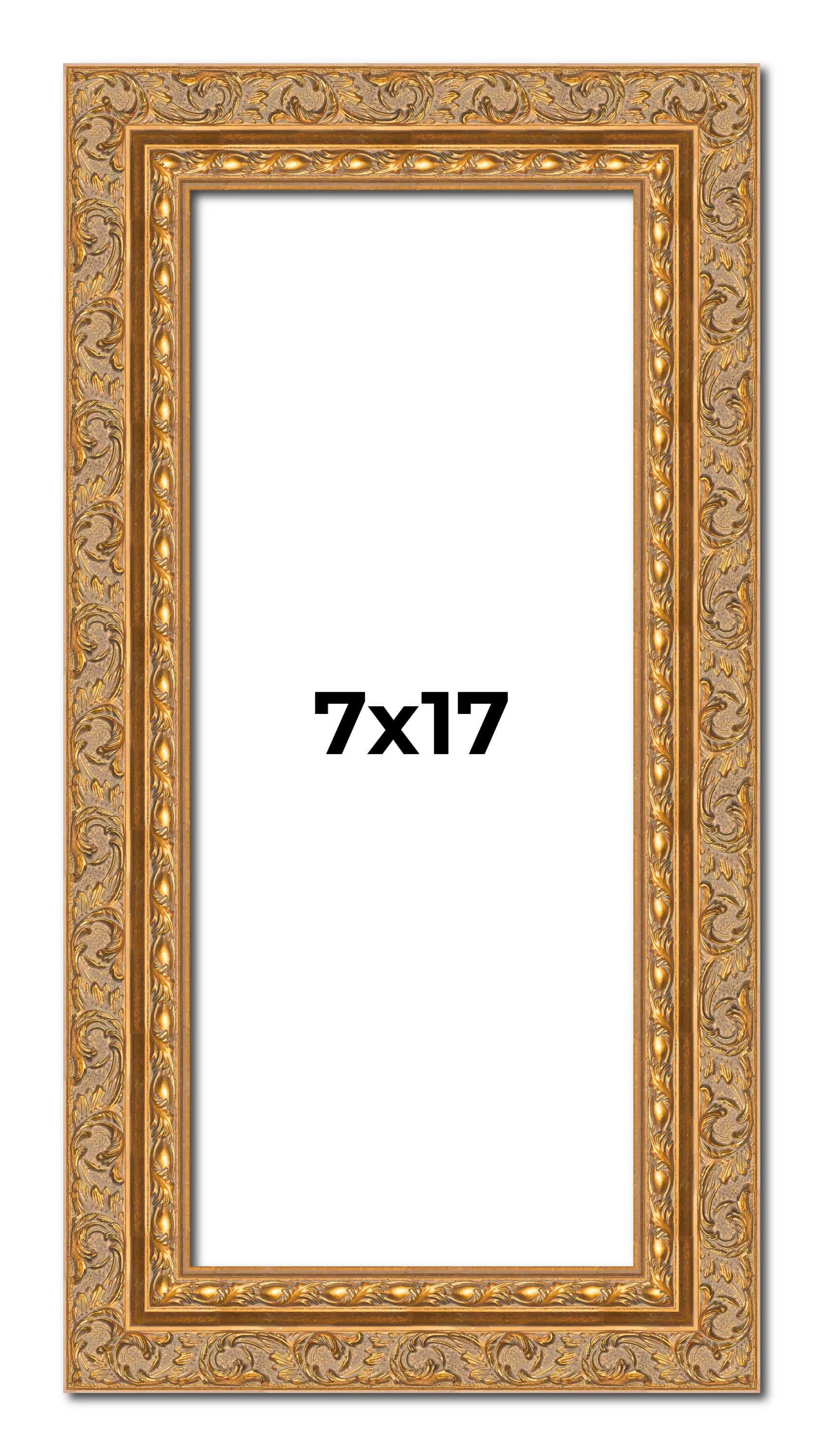 7x17 Frame Gold Ornate Solid Wood Picture Frame | 2 Inch Moulding Width | Firman main product image