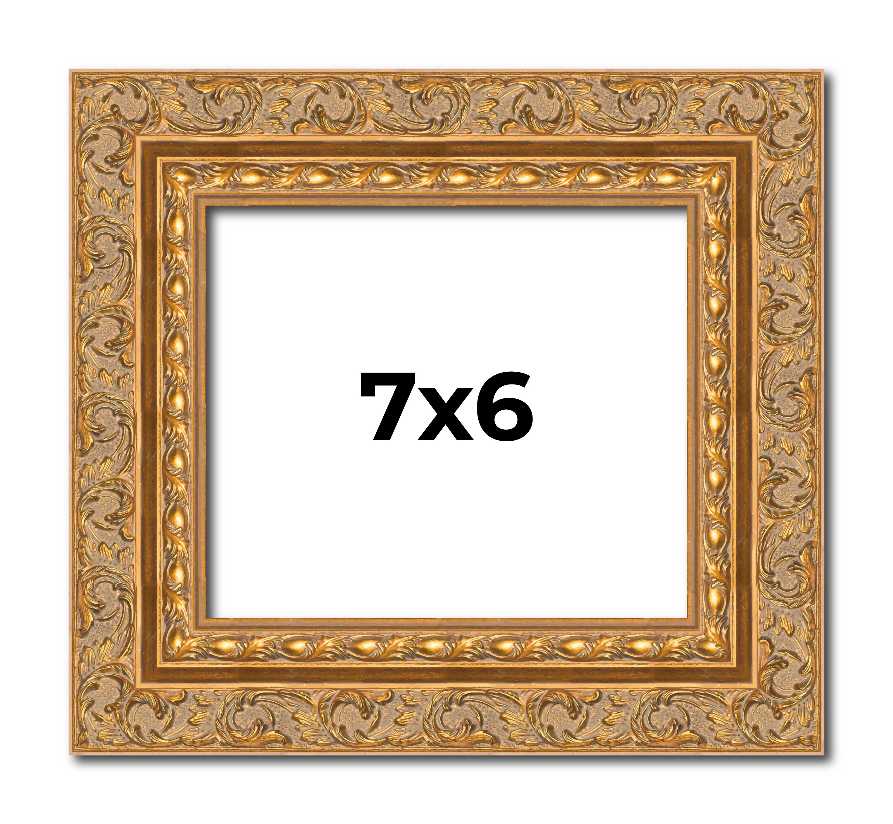 7x6 Frame Gold Ornate Solid Wood Picture Frame | 2 Inch Moulding Width | Firman main product image