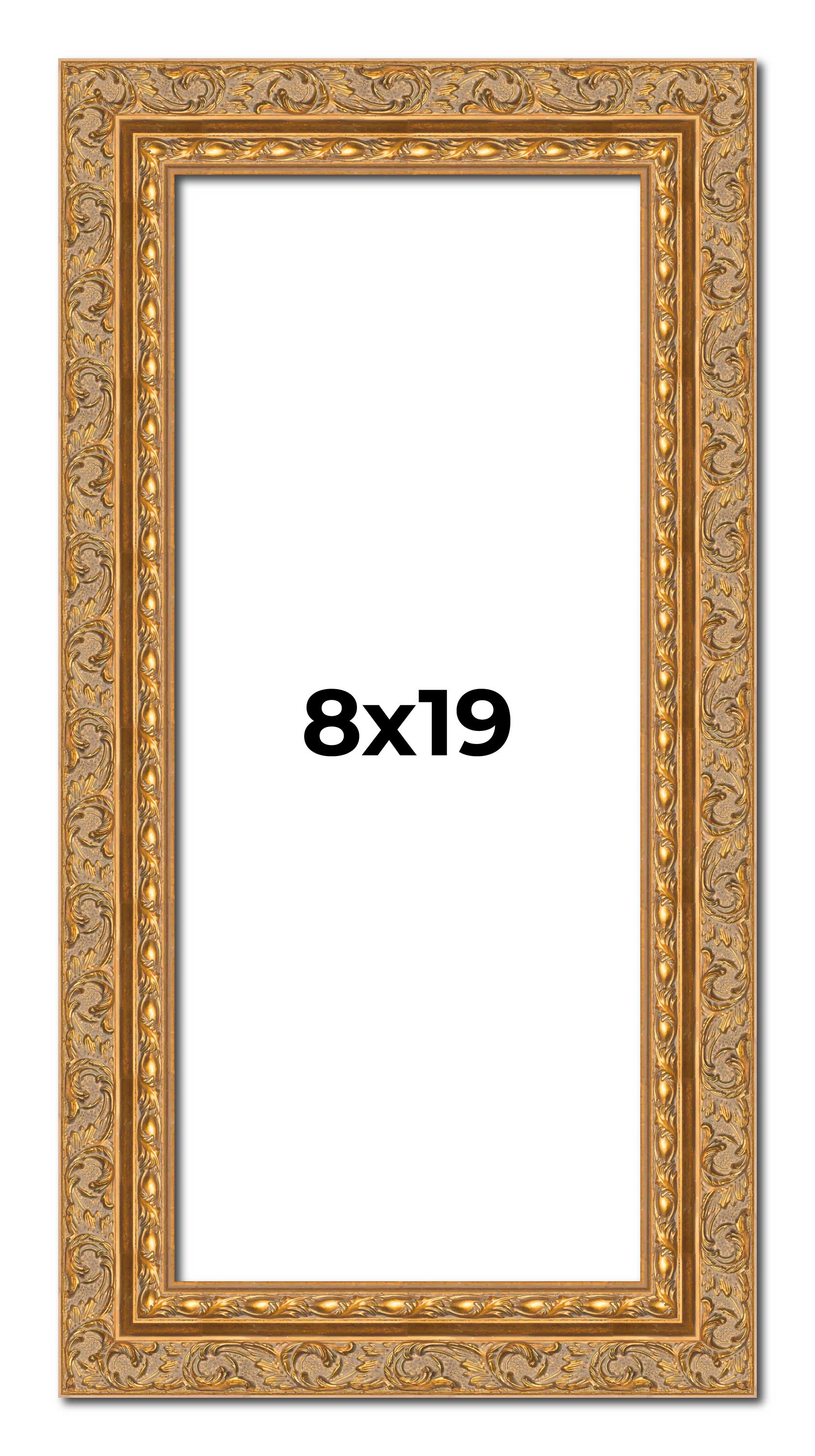 8x19 Frame Gold Ornate Solid Wood Picture Frame | 2 Inch Moulding Width | Firman main product image