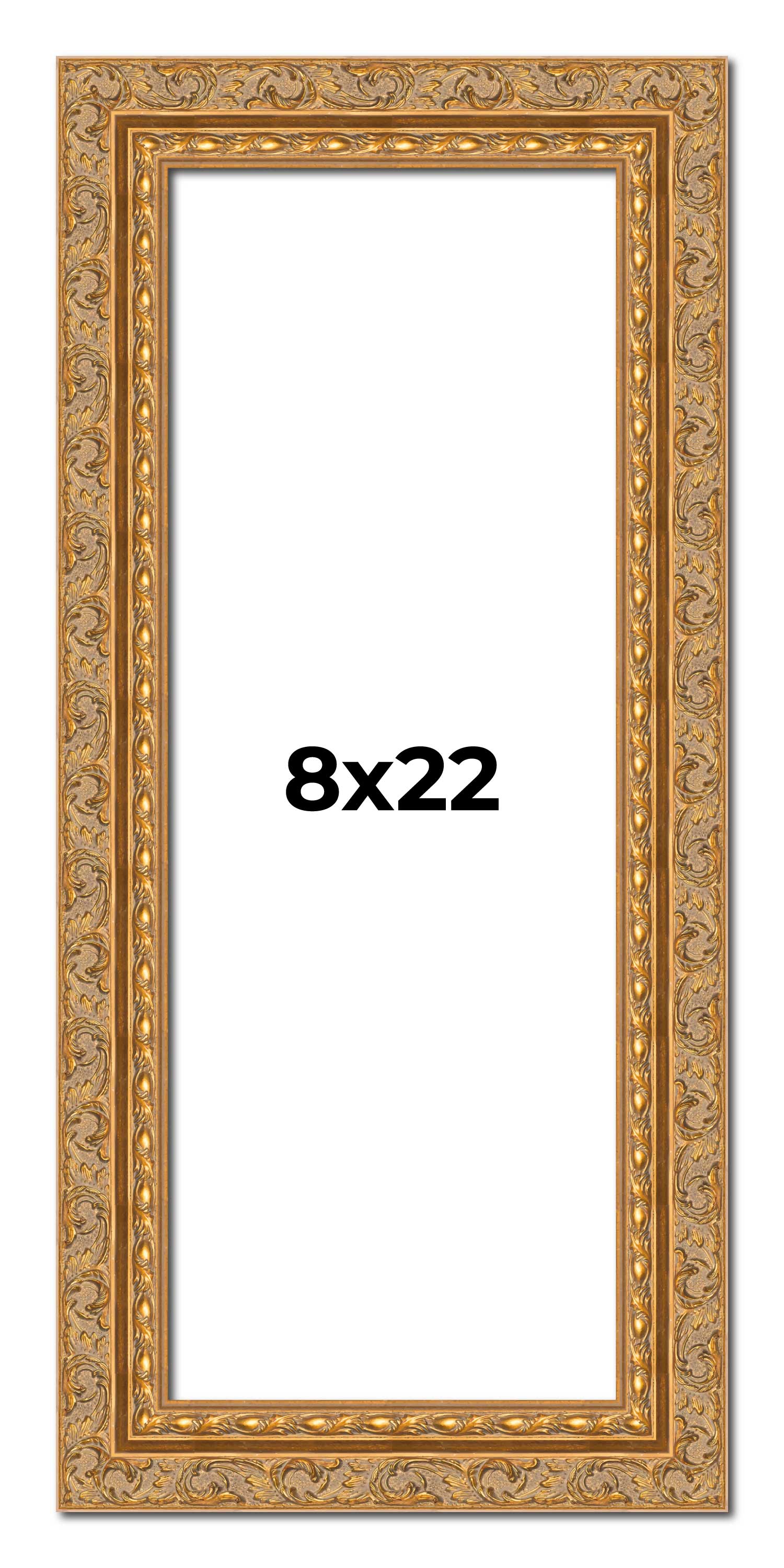 8x22 Frame Gold Ornate Solid Wood Picture Frame | 2 Inch Moulding Width | Firman main product image