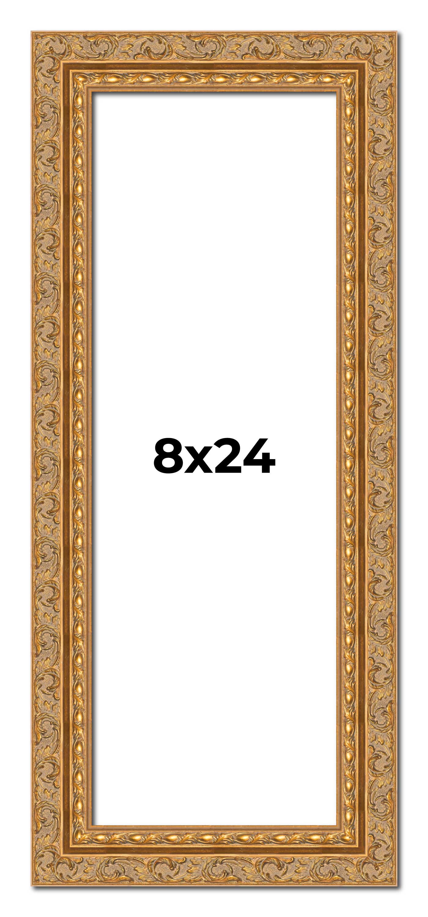 8x24 Frame Gold Ornate Solid Wood Picture Frame | 2 Inch Moulding Width | Firman main product image