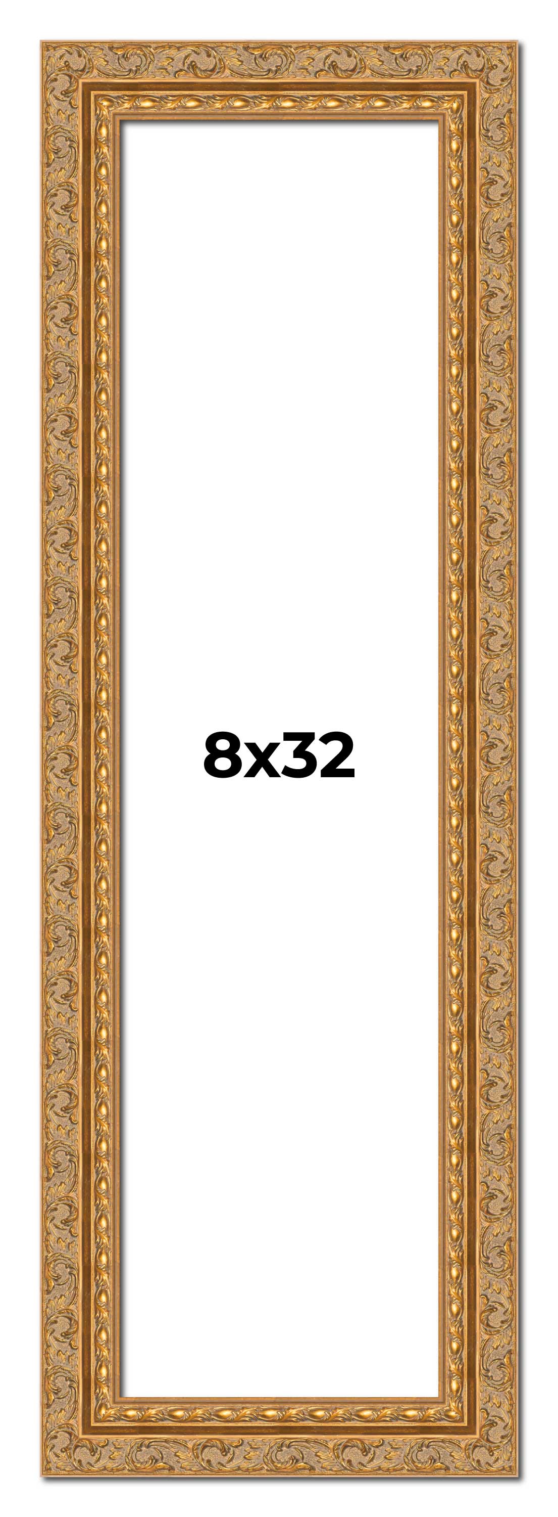 8x32 Frame Gold Ornate Solid Wood Picture Frame | 2 Inch Moulding Width | Firman main product image