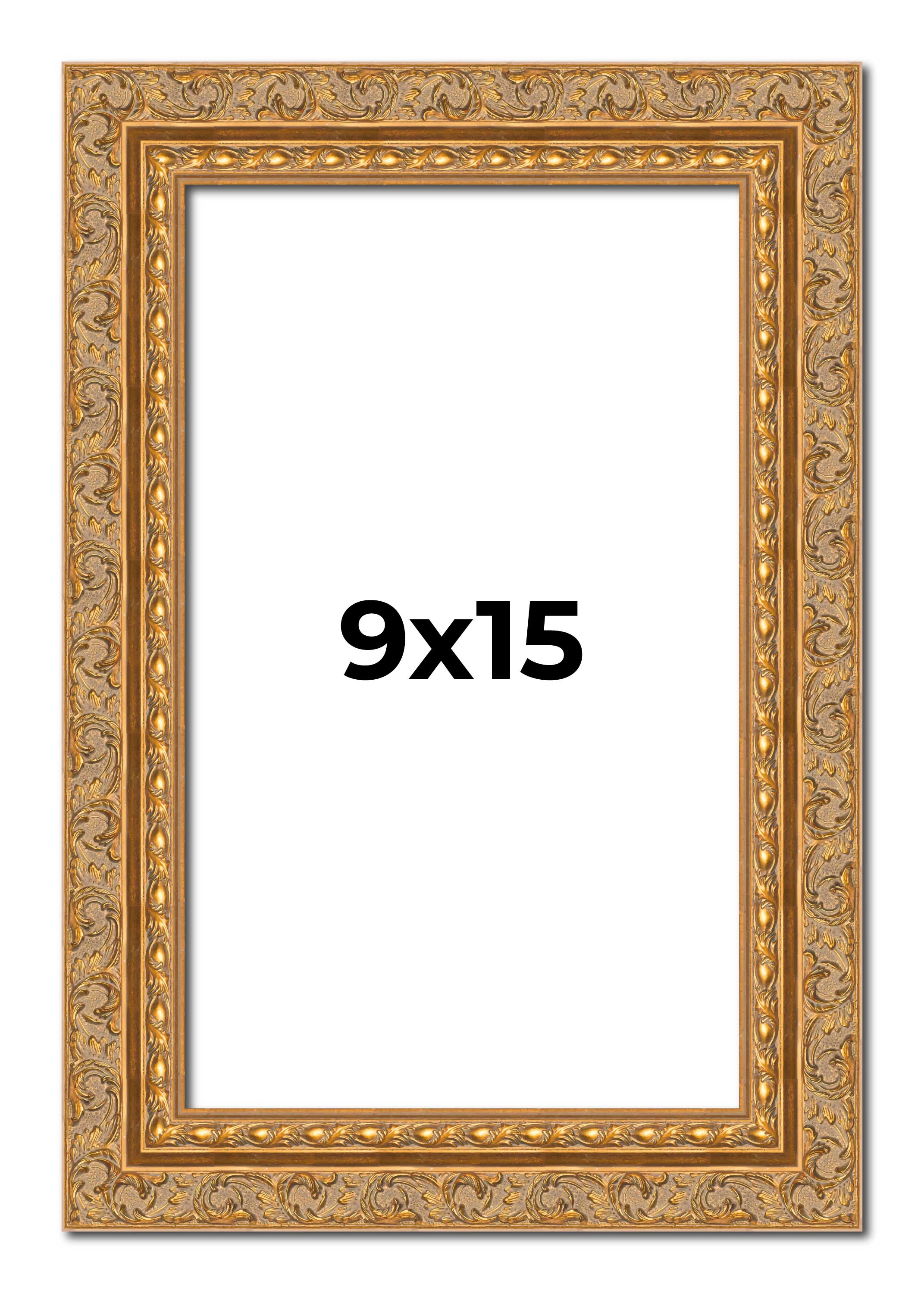 9x15 Frame Gold Ornate Solid Wood Picture Frame | 2 Inch Moulding Width | Firman main product image