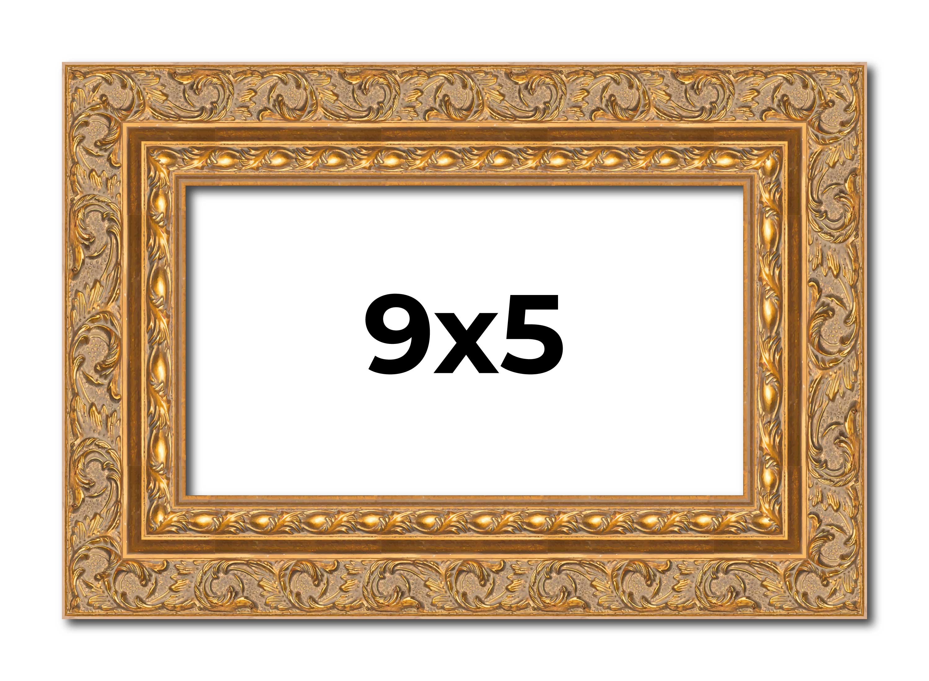 9x5 Frame Gold Ornate Solid Wood Picture Frame | 2 Inch Moulding Width | Firman main product image