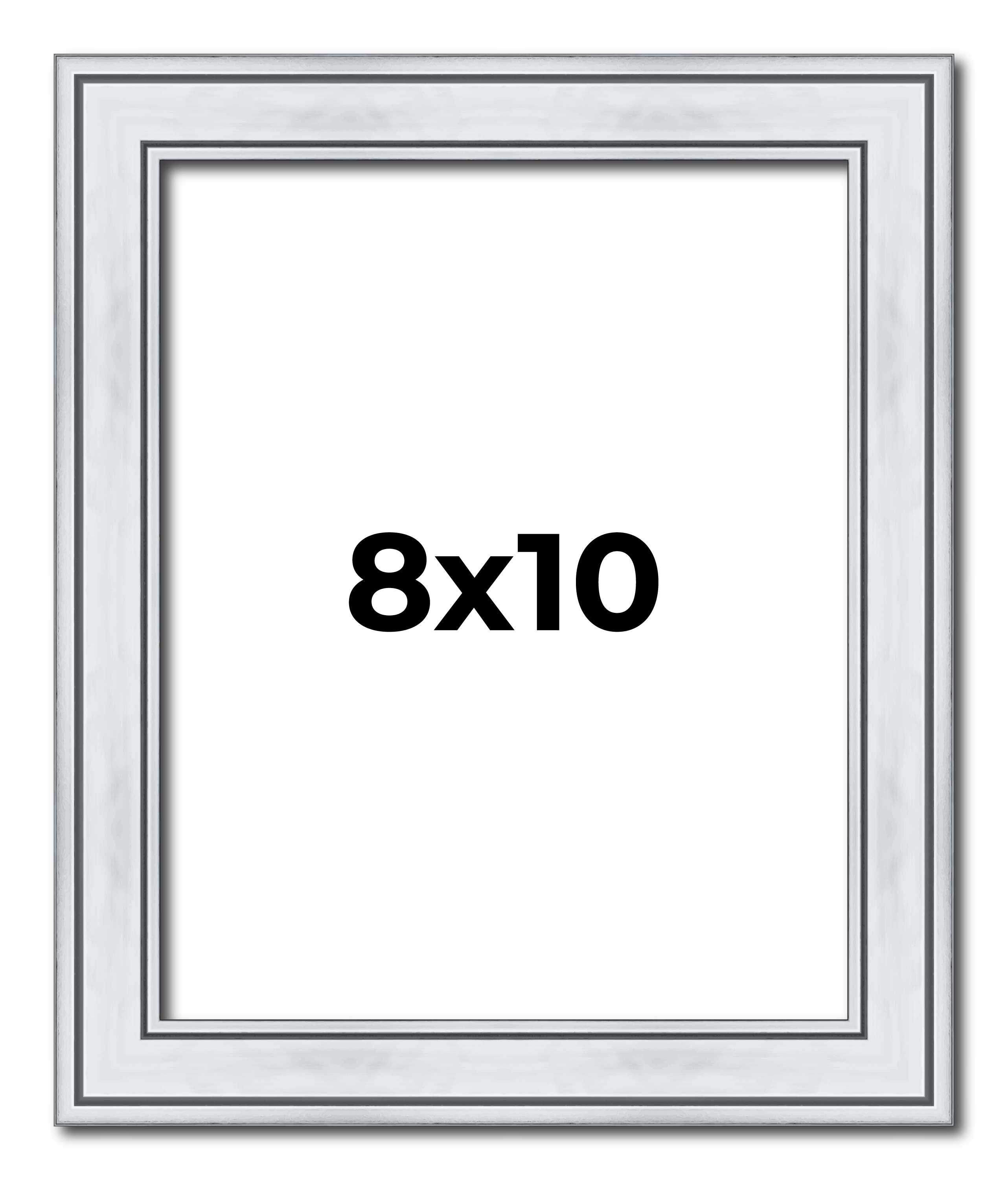8×10 Frame Sterling Silver Solid Wood Picture Frame | 1.25 Inch Moulding Width |