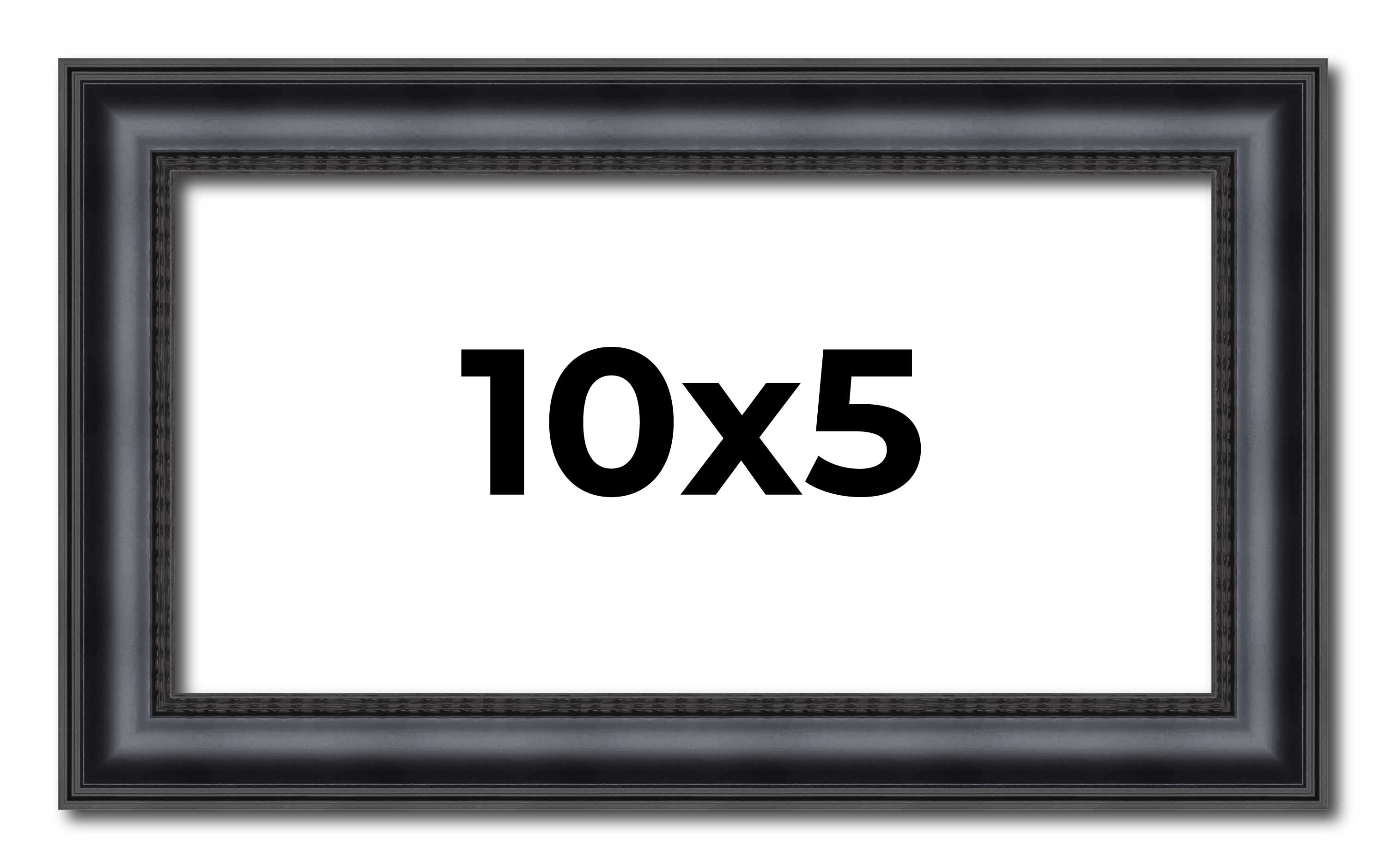 10×5 Frame Black Real Wood Picture Frame Width 1.25 inches | Interior Frame Dept