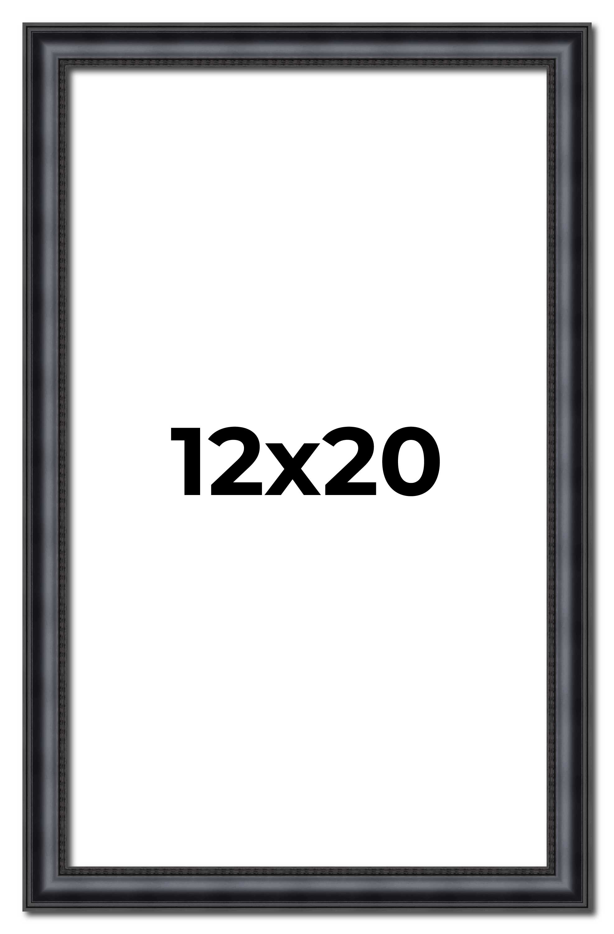 12x20 Frame Black Real Wood Picture Frame Width 1.25 inches | Interior Frame Dep main product image