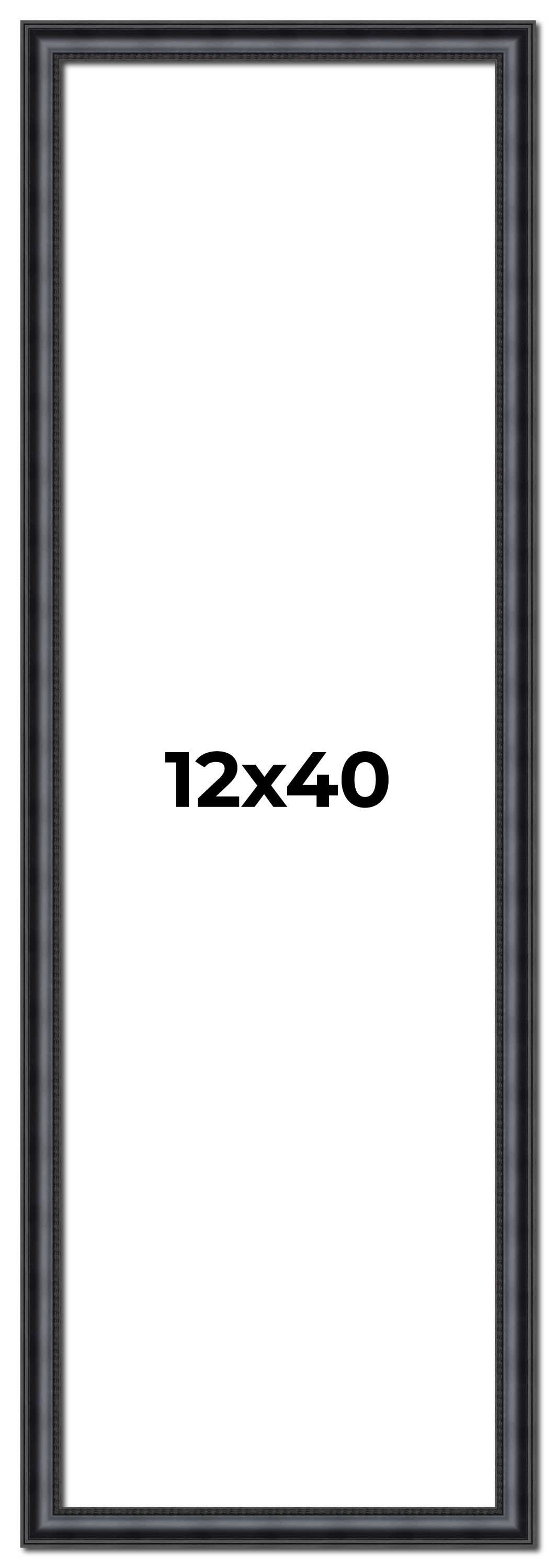 12x40 Frame Black Real Wood Picture Frame Width 1.25 inches | Interior Frame Dep main product image