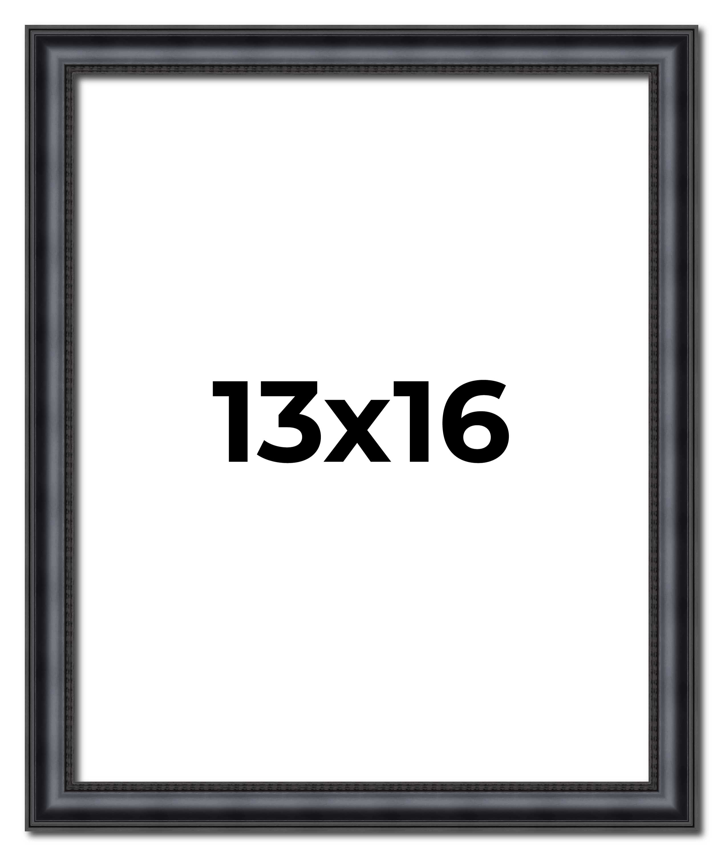 13×16 Frame Black Real Wood Picture Frame Width 1.25 inches | Interior Frame Dep