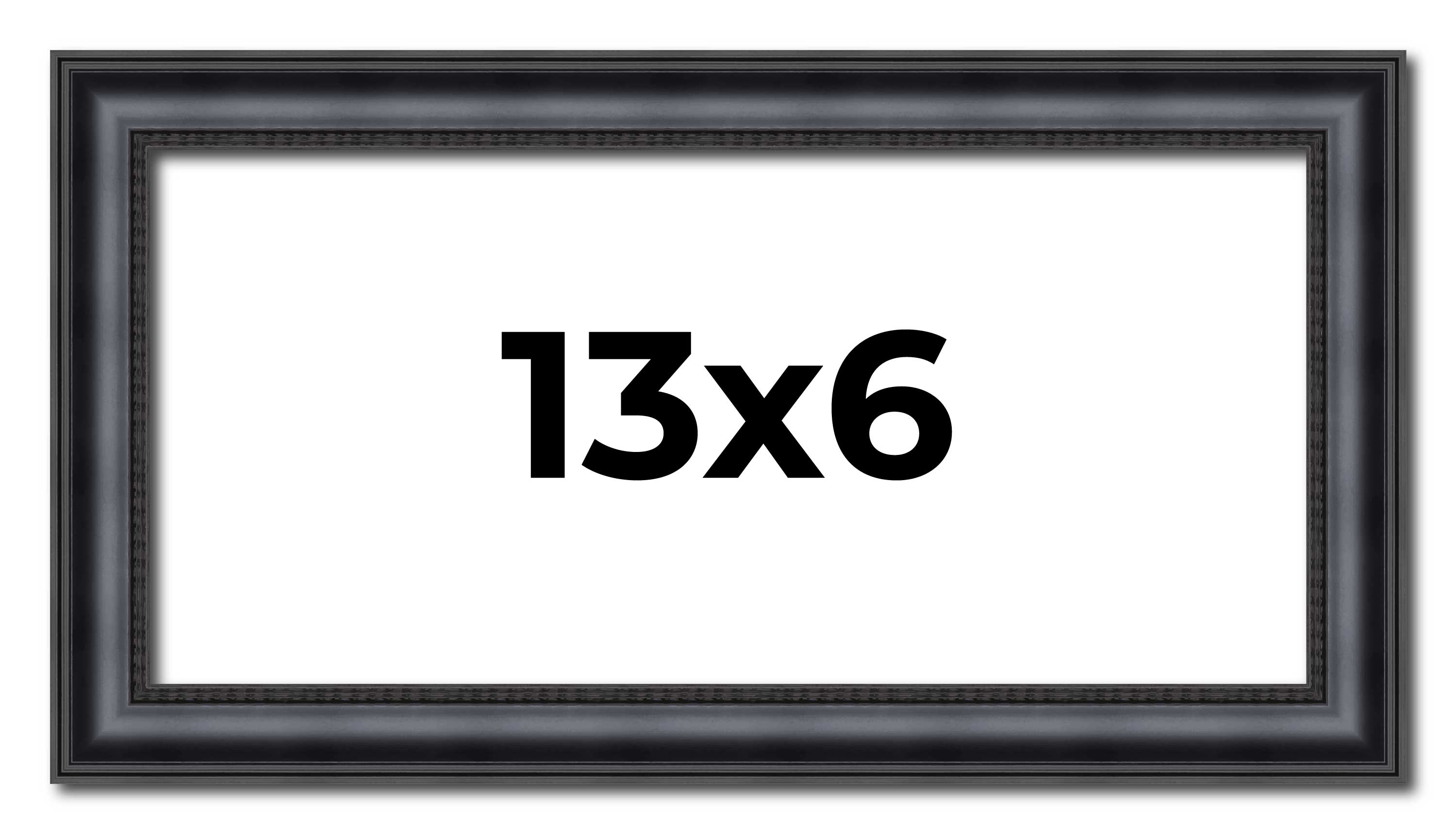 13×6 Frame Black Real Wood Picture Frame Width 1.25 inches | Interior Frame Dept