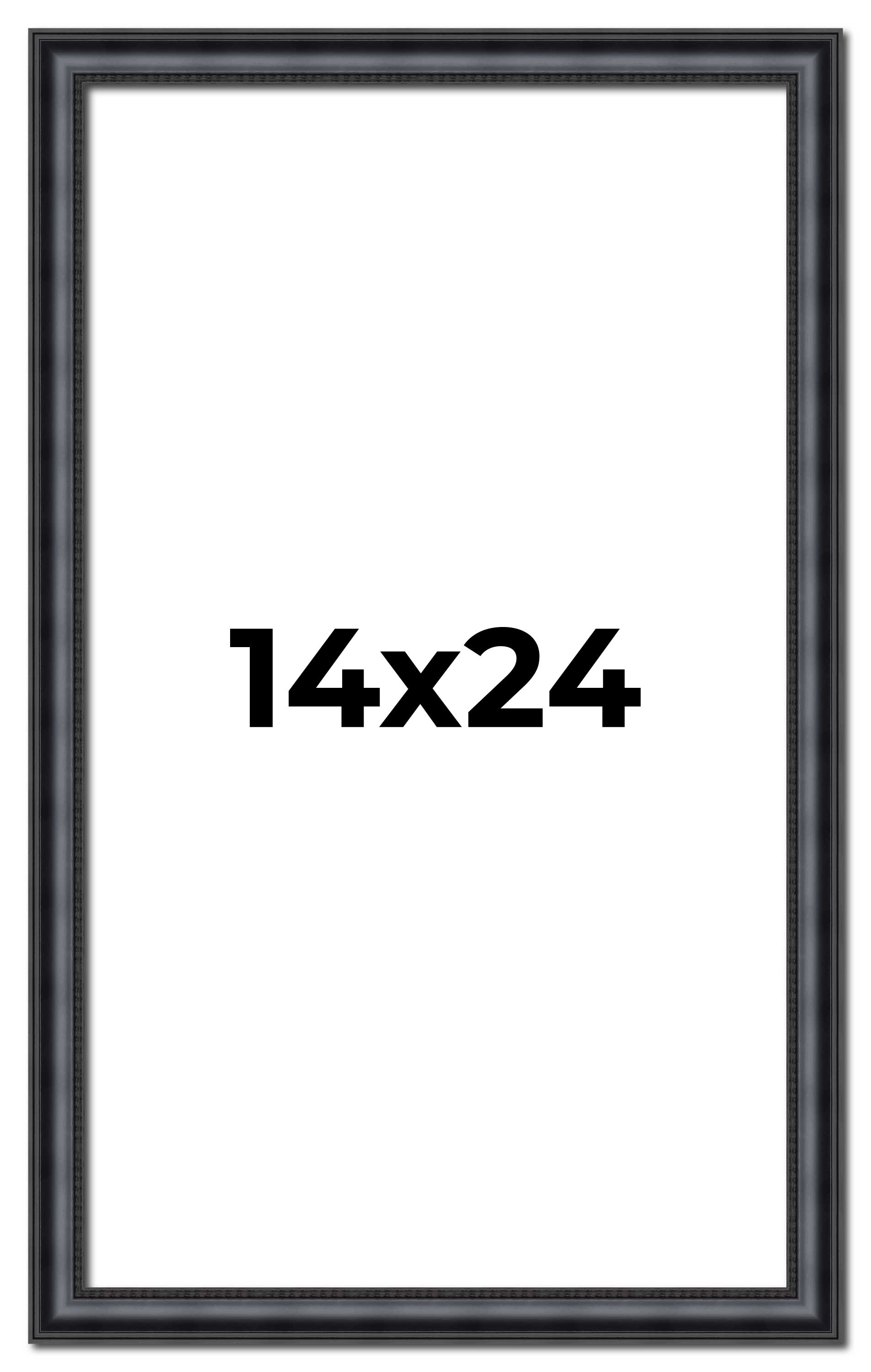 14×24 Frame Black Real Wood Picture Frame Width 1.25 inches | Interior Frame Dep