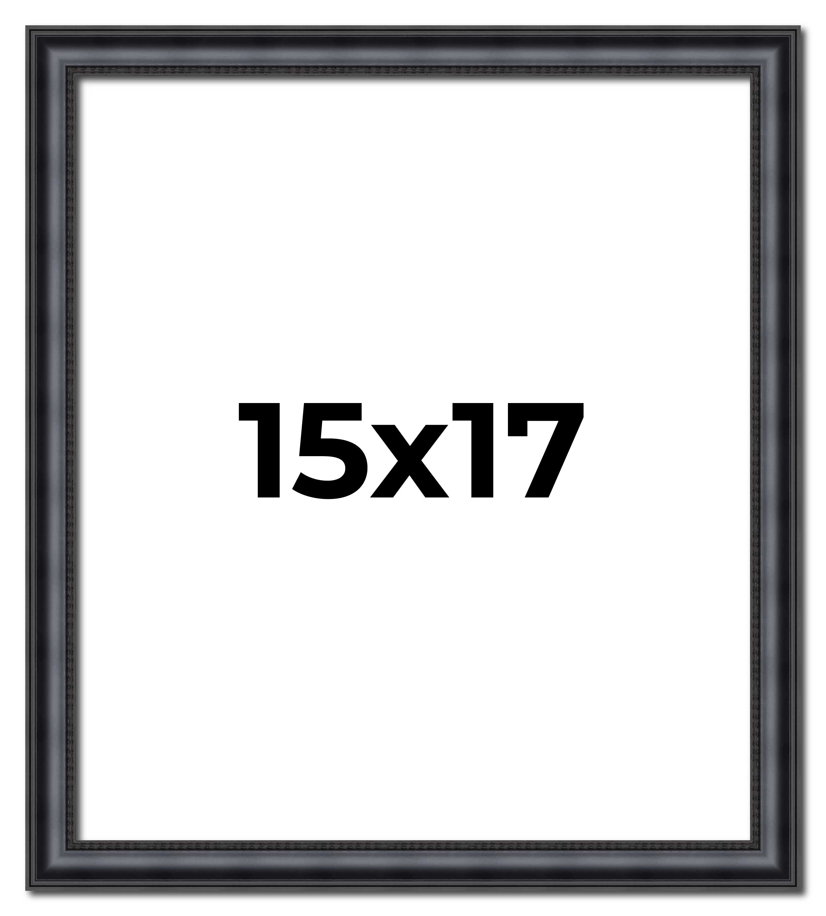 15x17 Frame Black Real Wood Picture Frame Width 1.25 inches | Interior Frame Dep main product image