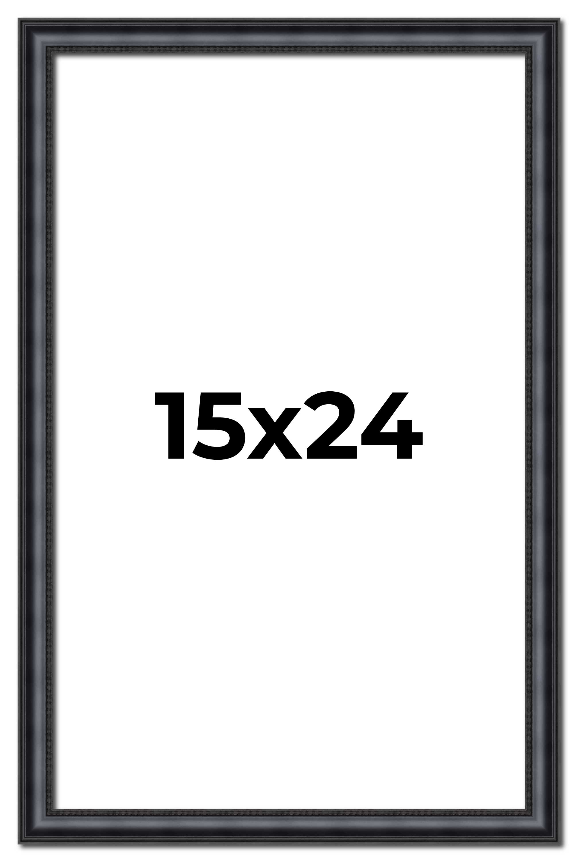 15×24 Frame Black Real Wood Picture Frame Width 1.25 inches | Interior Frame Dep